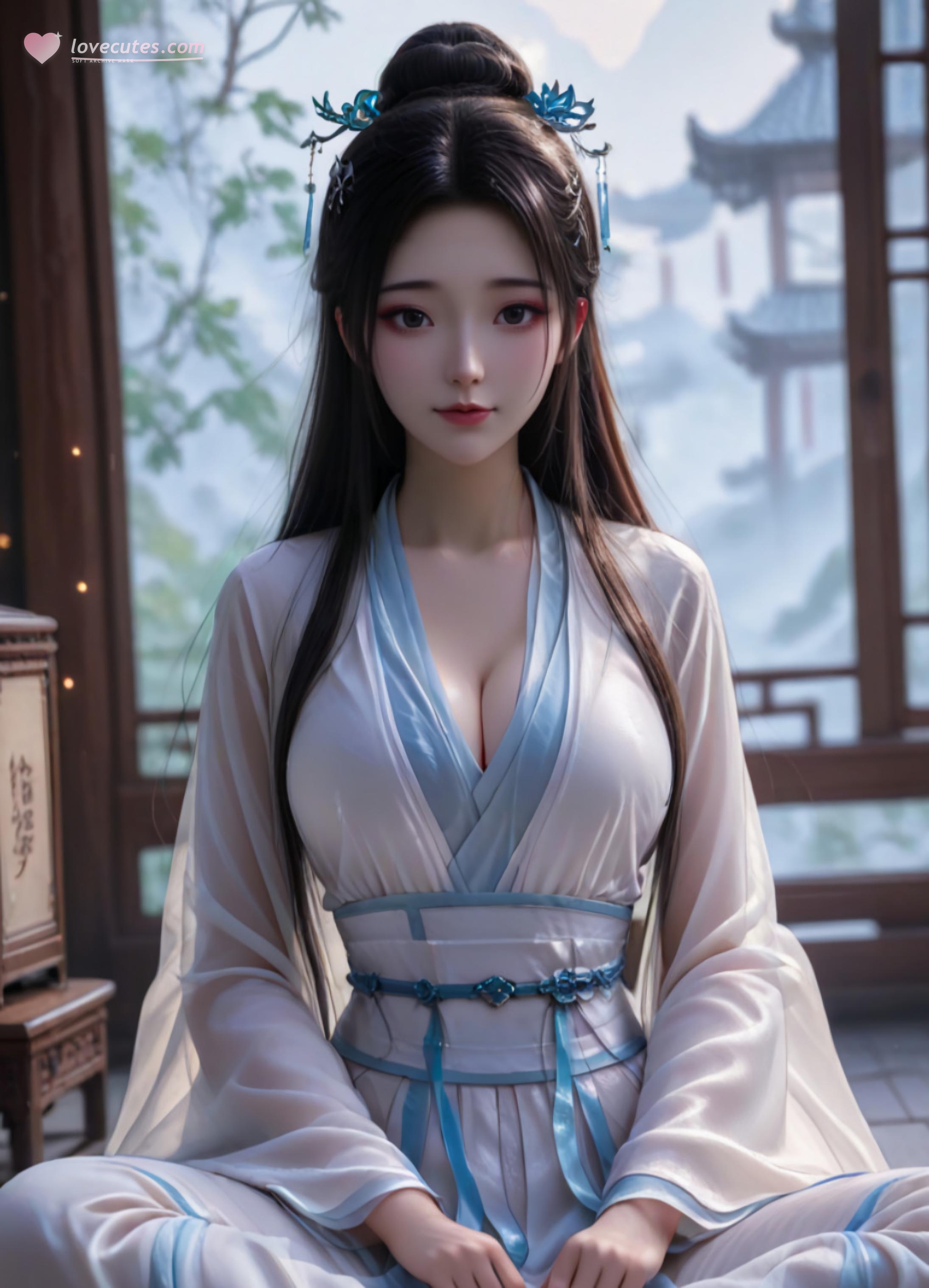Cô Gái Anime Tạo Bởi AI - 白蛇 小白: Tóc Hồng Váy Xanh Khổng Lồ 106P