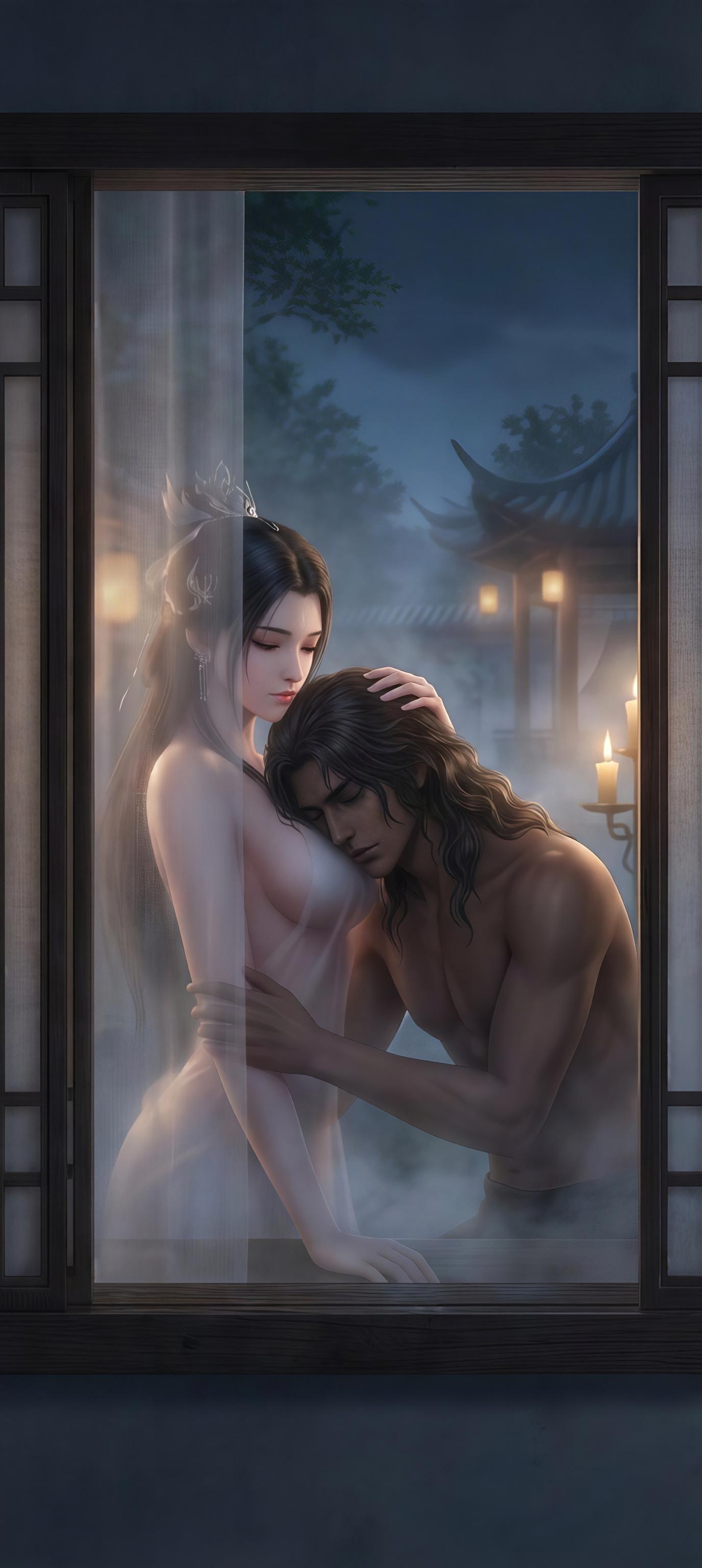 Cô Gái Anime Tạo Ra Bởi AI - 陆雪琪 月文心: Váy Trắng Cổ Điển, Ngực Khủng, Hở Điểm Nhạy, Khu Vườn Giao Hợp 96P