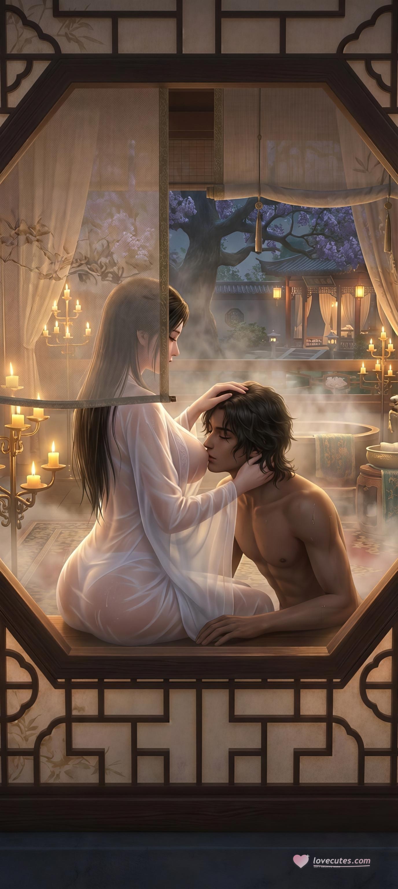 Cô Gái Anime Tạo Ra Bởi AI - 陆雪琪 月文心: Váy Trắng Cổ Điển, Ngực Khủng, Hở Điểm Nhạy, Khu Vườn Giao Hợp 96P