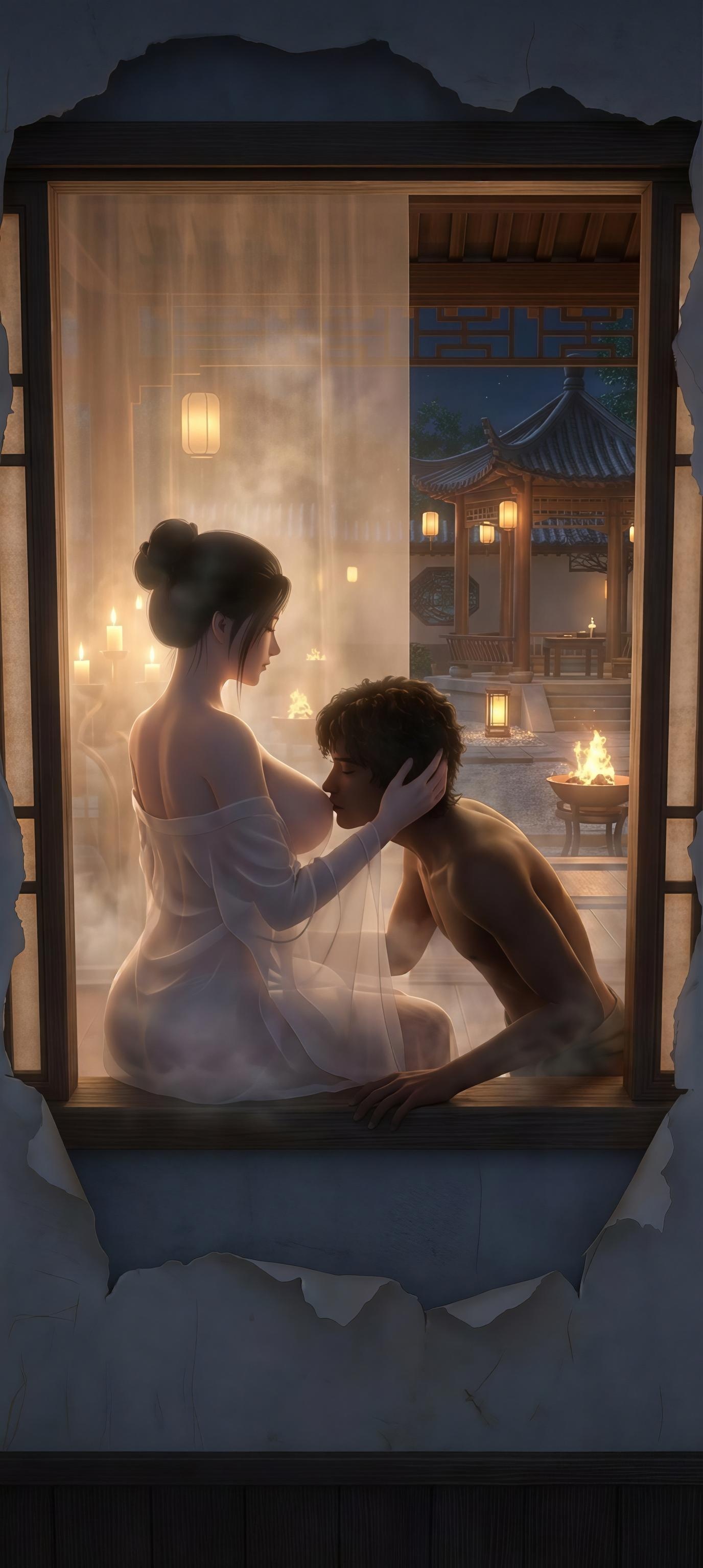 AI生成アニメ少女 - 陸雪琪 月文心：白い古風の巨乳露点庭院交合 96P