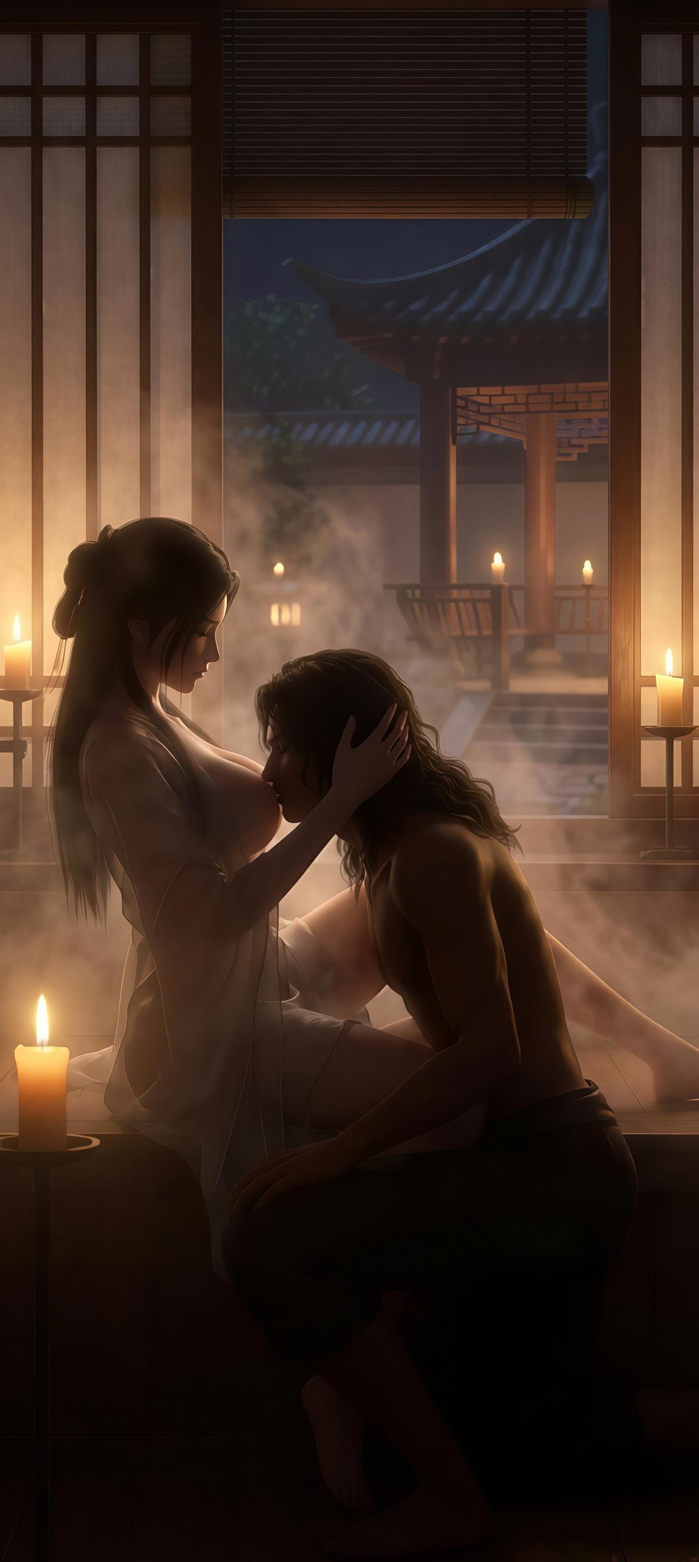 AI生成アニメ少女 - 陸雪琪 月文心：白い古風の巨乳露点庭院交合 96P
