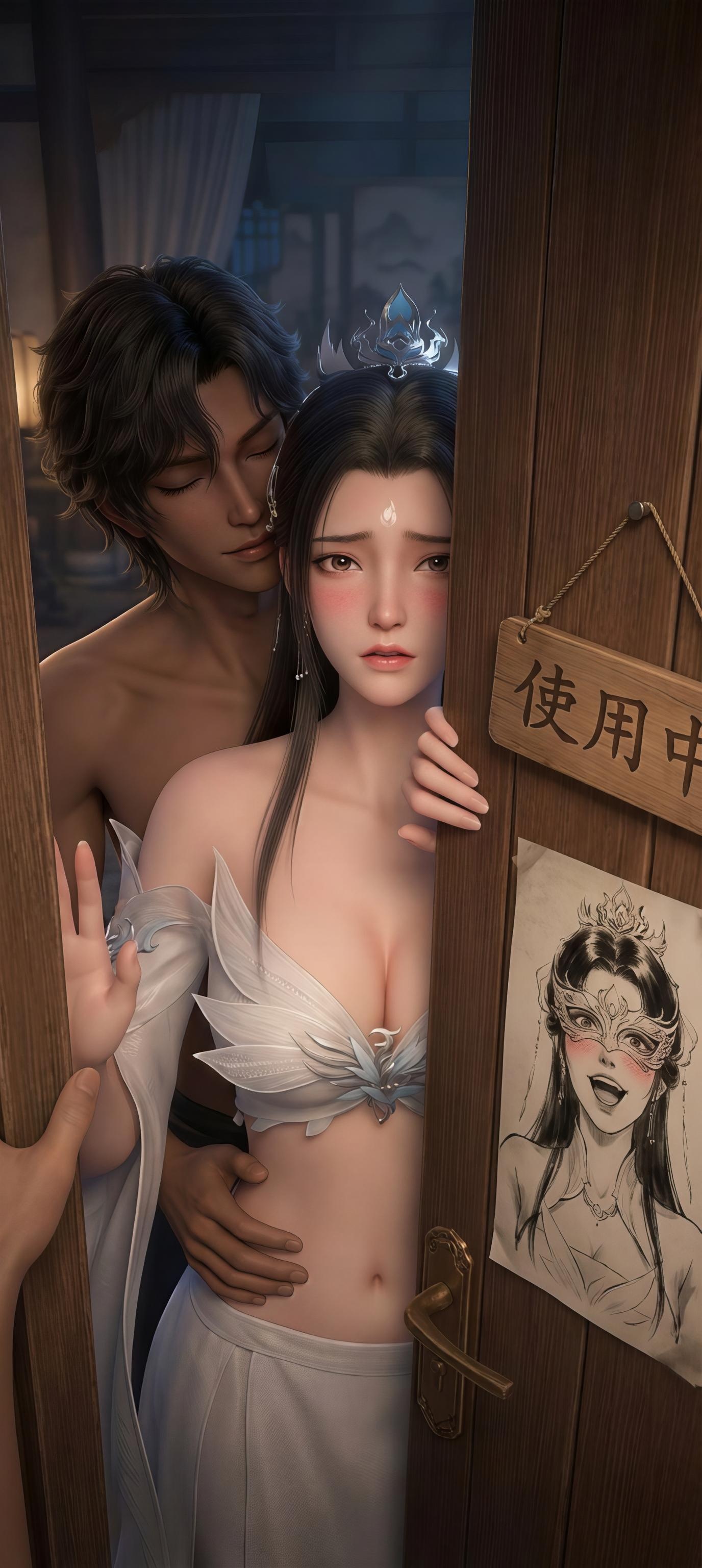 AI生成アニメ少女 - 陸雪琪 月文心：白い古風の巨乳露点庭院交合 96P