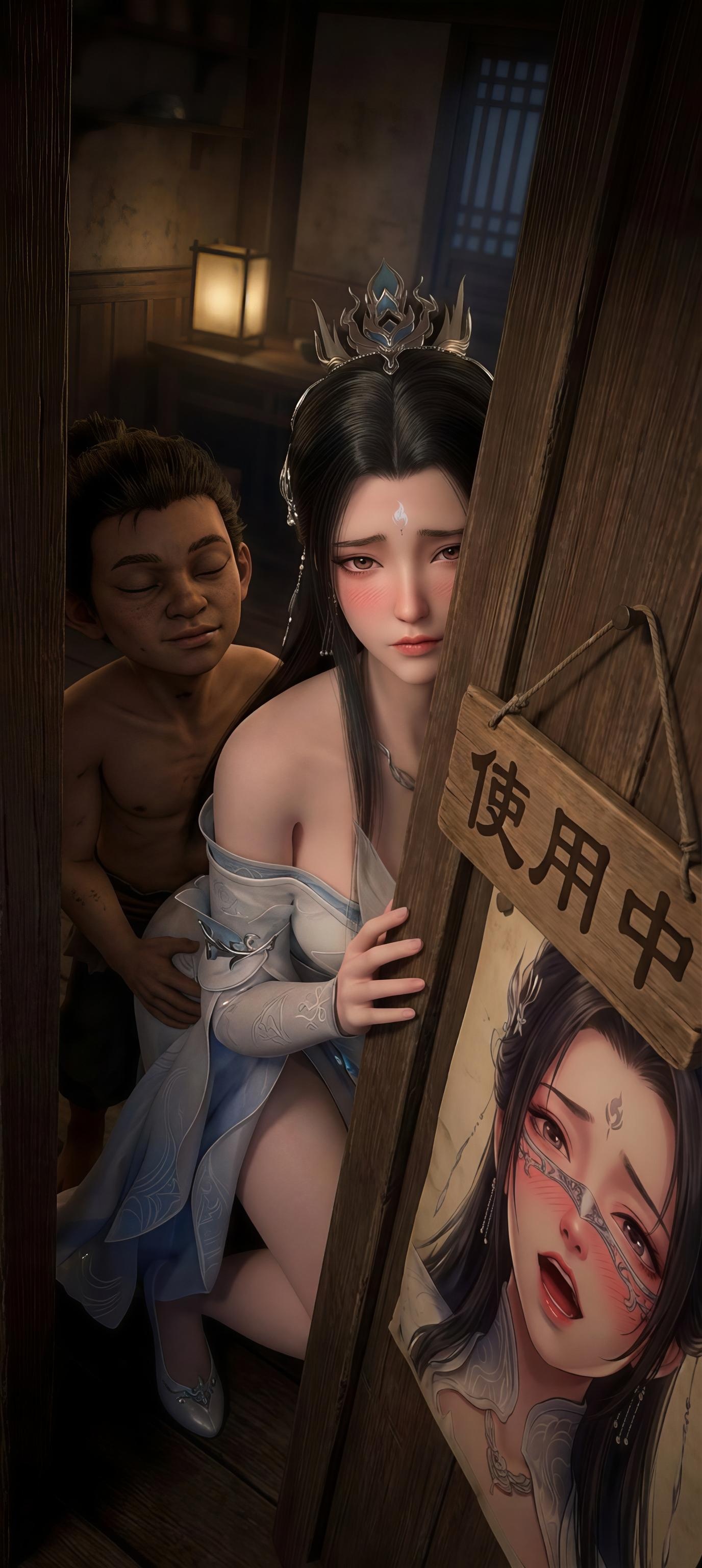AI生成アニメ少女 - 陸雪琪 月文心：白い古風の巨乳露点庭院交合 96P
