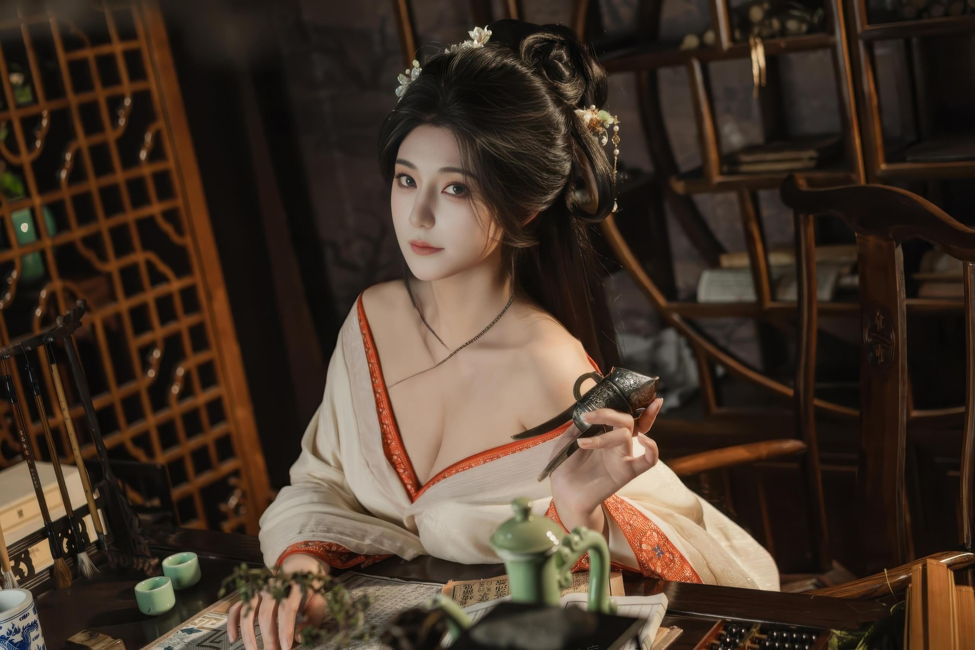 [Private] Xinglan is called Lanmei by Lan - Passionate Bondage: Ancient Style Rope Binding with Sheer Fabric, Big Breasts, and Exposed Points 74P1V