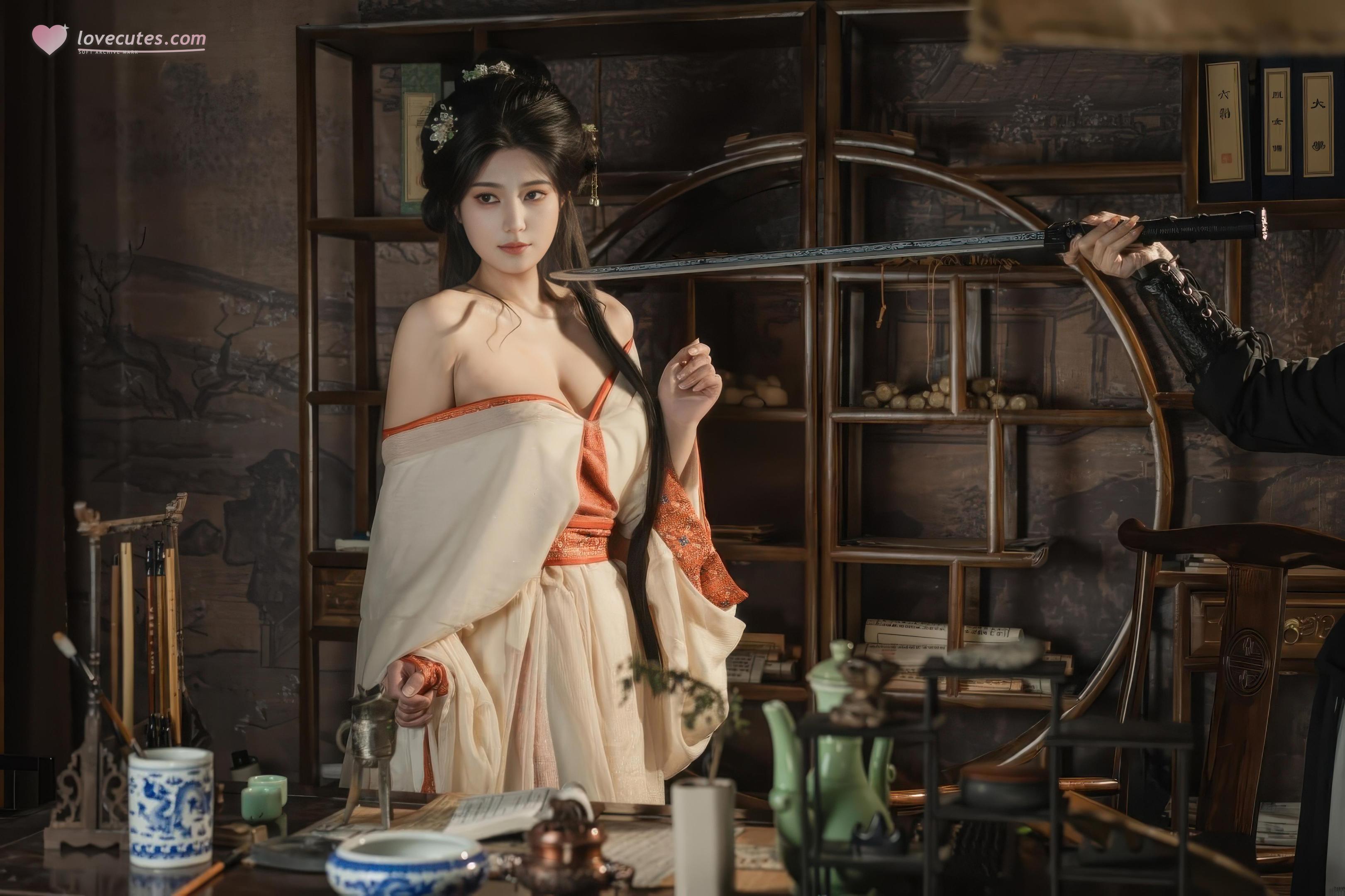 [Private] Xinglan is called Lanmei by Lan - Passionate Bondage: Ancient Style Rope Binding with Sheer Fabric, Big Breasts, and Exposed Points 74P1V