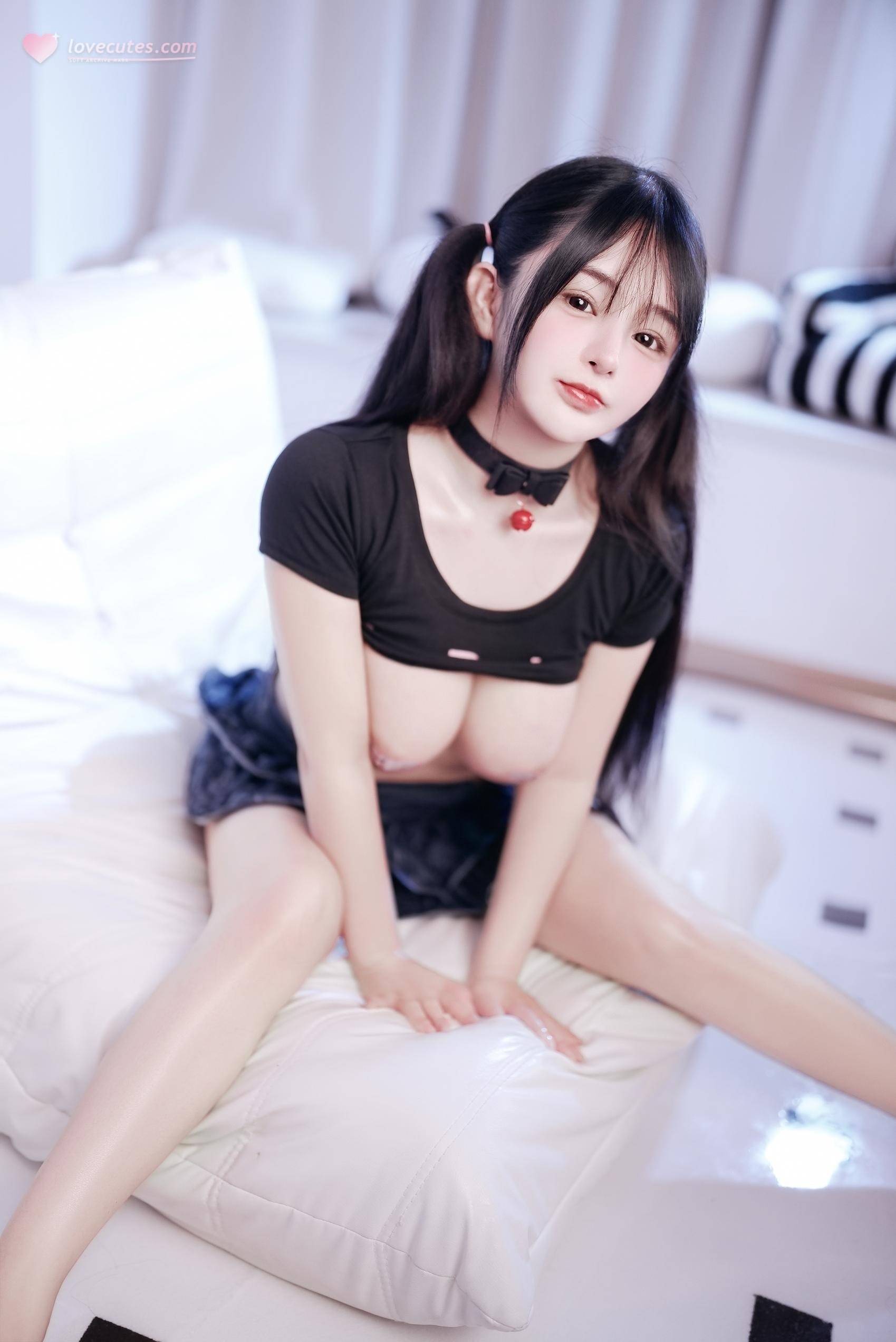 [사유] 사쿠라이 네네 - 강아지 닝이 만나러 오세요: 노출 짧은 치마 쌍 포니테일 침대 촬영 대작 117P1V