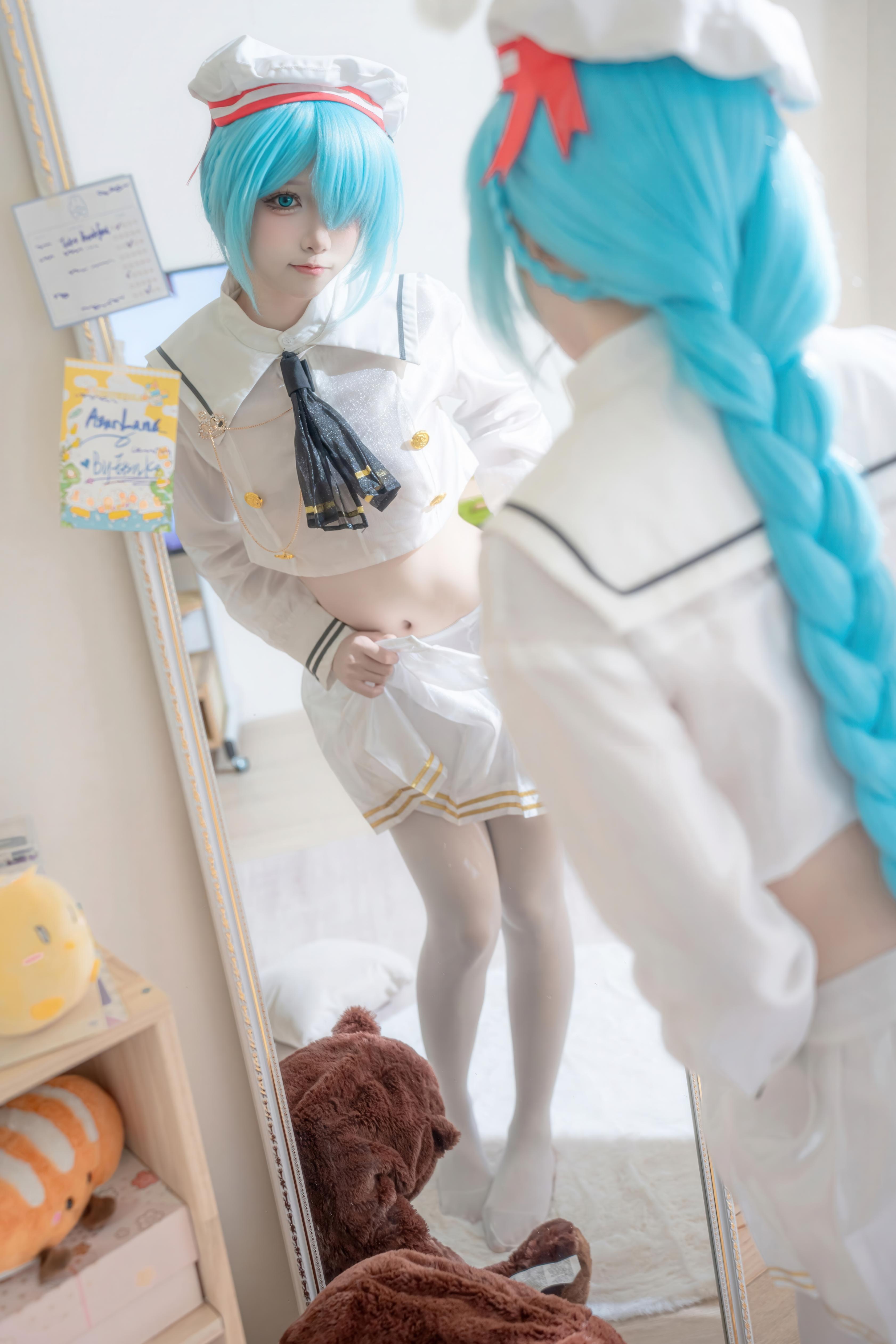 [Cosplay] Zhi Yue Etsu_ko - Azur Lane Janus JK: White Stockings Sailor Uniform with Long Blue Braids, Sweet Style, 58P