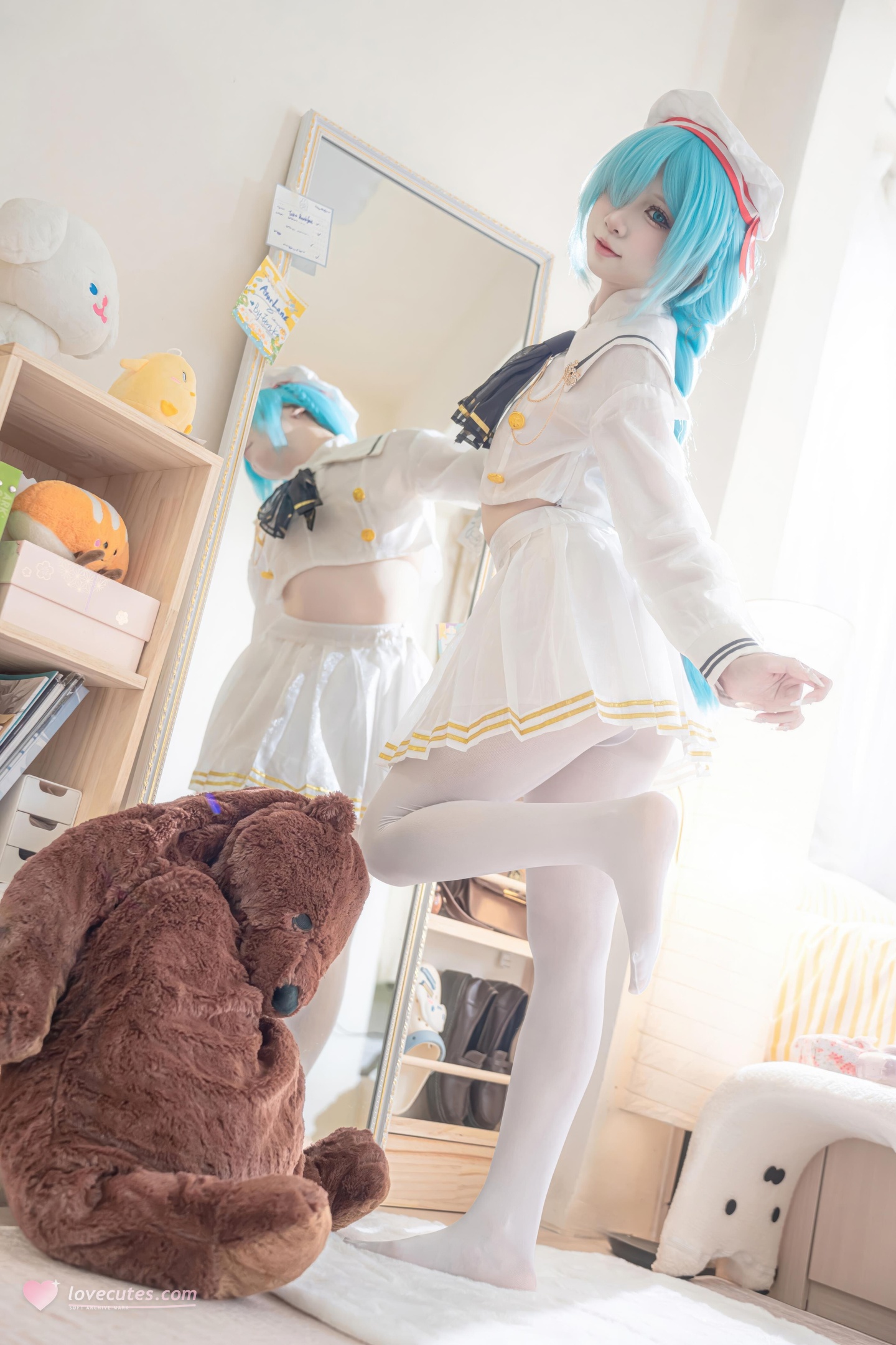 [Cosplay] Zhi Yue Etsu_ko - Azur Lane Janus JK: White Stockings Sailor Uniform with Long Blue Braids, Sweet Style, 58P