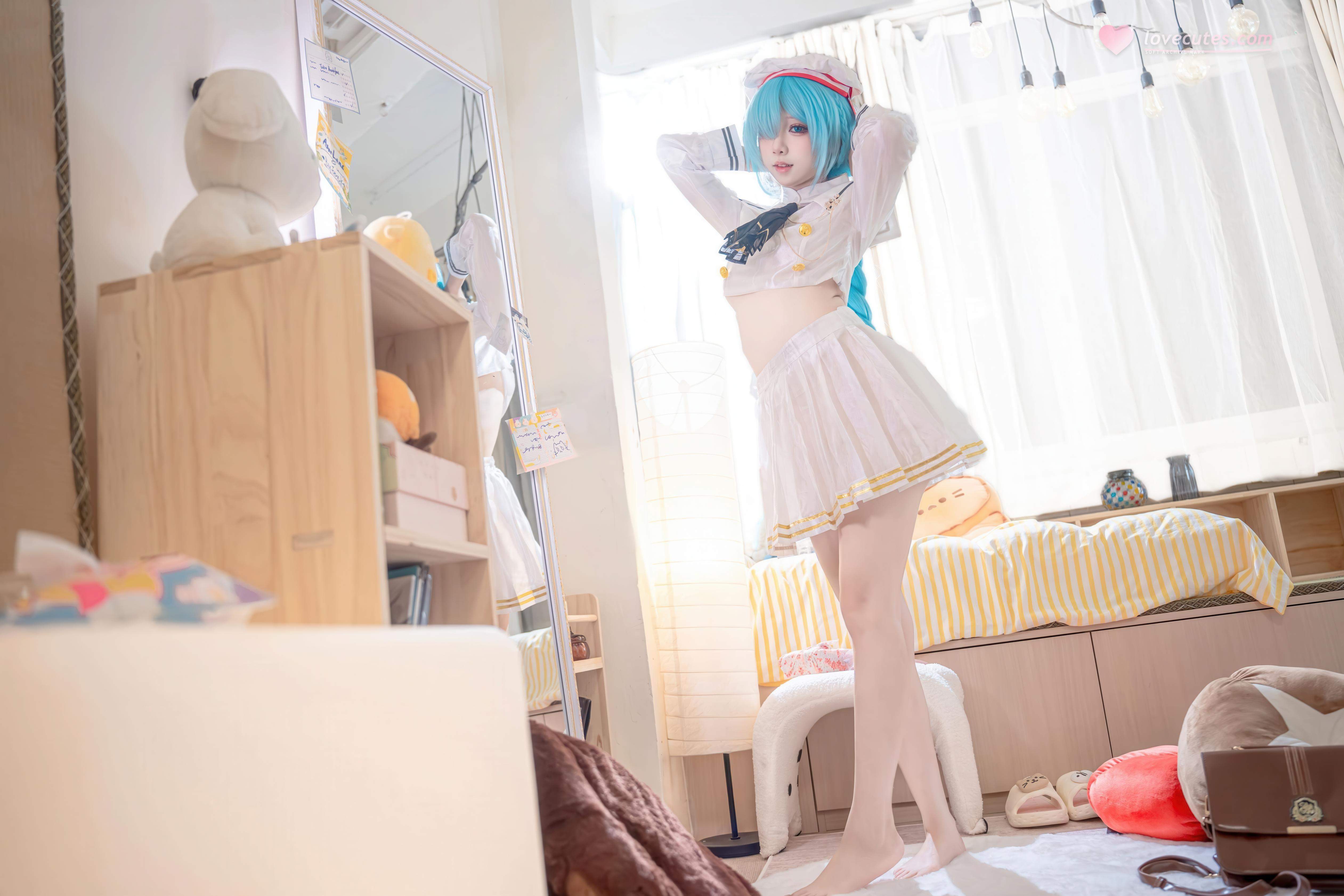 [Cosplay] Zhi Yue Etsu_ko - Azur Lane Janus JK: White Stockings Sailor Uniform with Long Blue Braids, Sweet Style, 58P