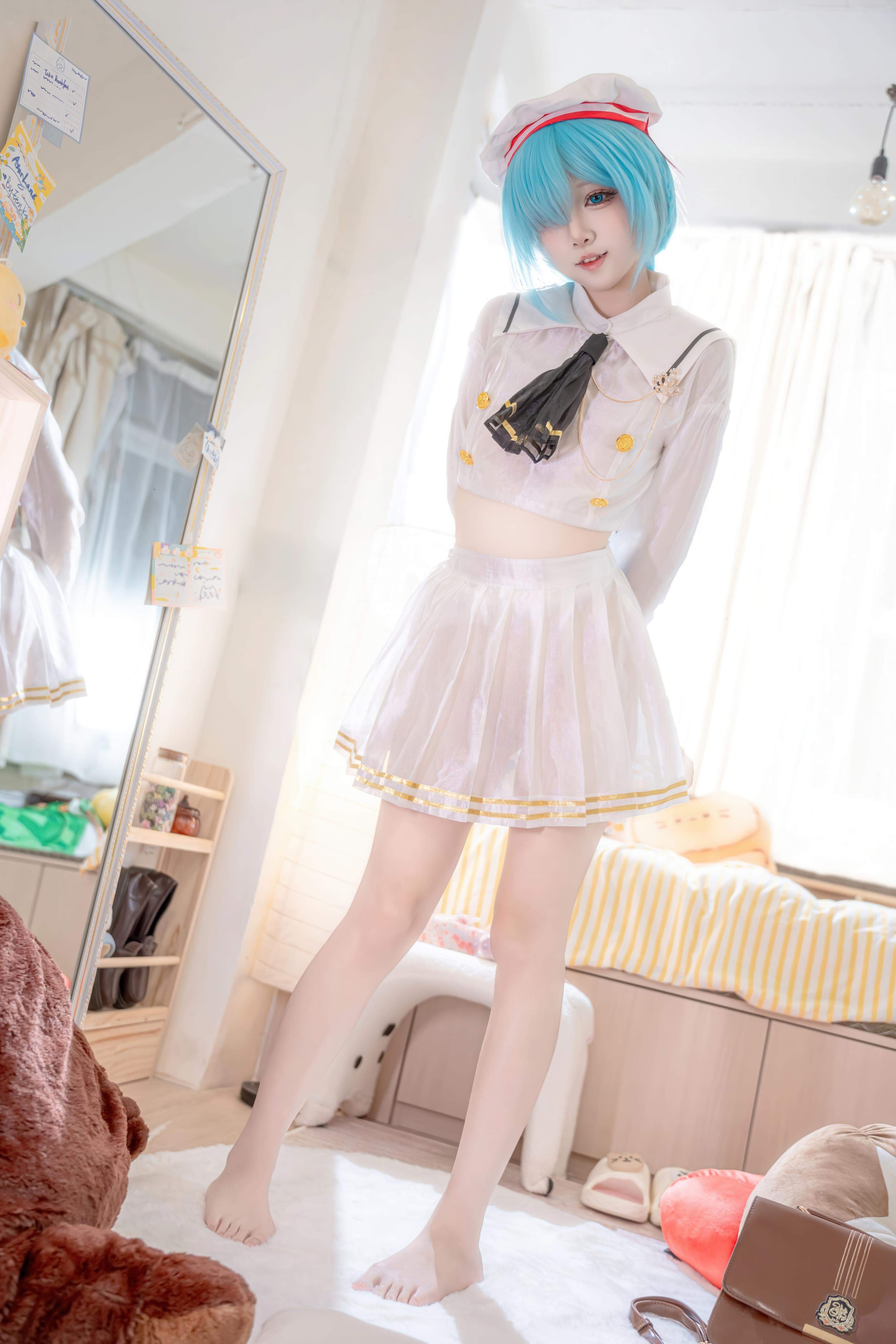 [costume] Giấy Nguyệt Etsu_ko - Đột Kích Xanh Janus JK: Áo Thủy Thủ Tất Trắng Tóc Xanh Dài, Tái Hiện Ngọt Ngào 58P
