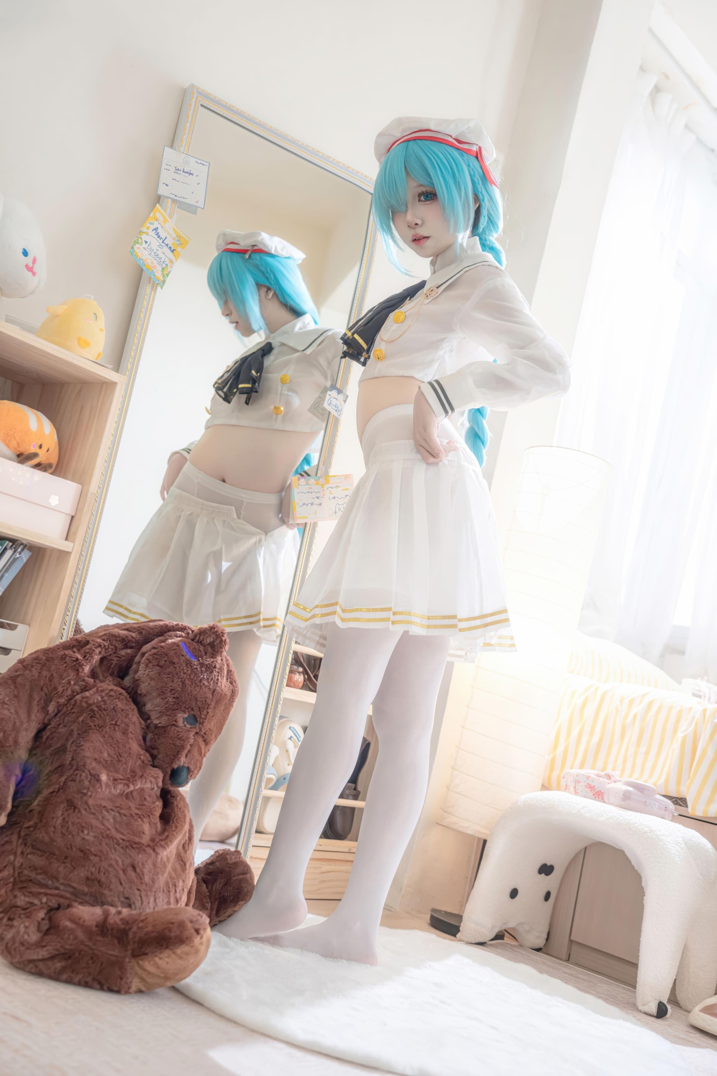 [costume] Giấy Nguyệt Etsu_ko - Đột Kích Xanh Janus JK: Áo Thủy Thủ Tất Trắng Tóc Xanh Dài, Tái Hiện Ngọt Ngào 58P