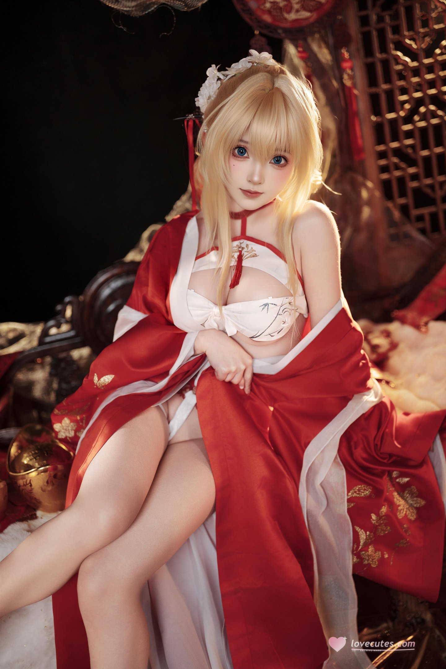 [私房] Bangni邦尼 - 凉夜香雪：紅白和風バンド 露穴ヒップ私房 81P6V
