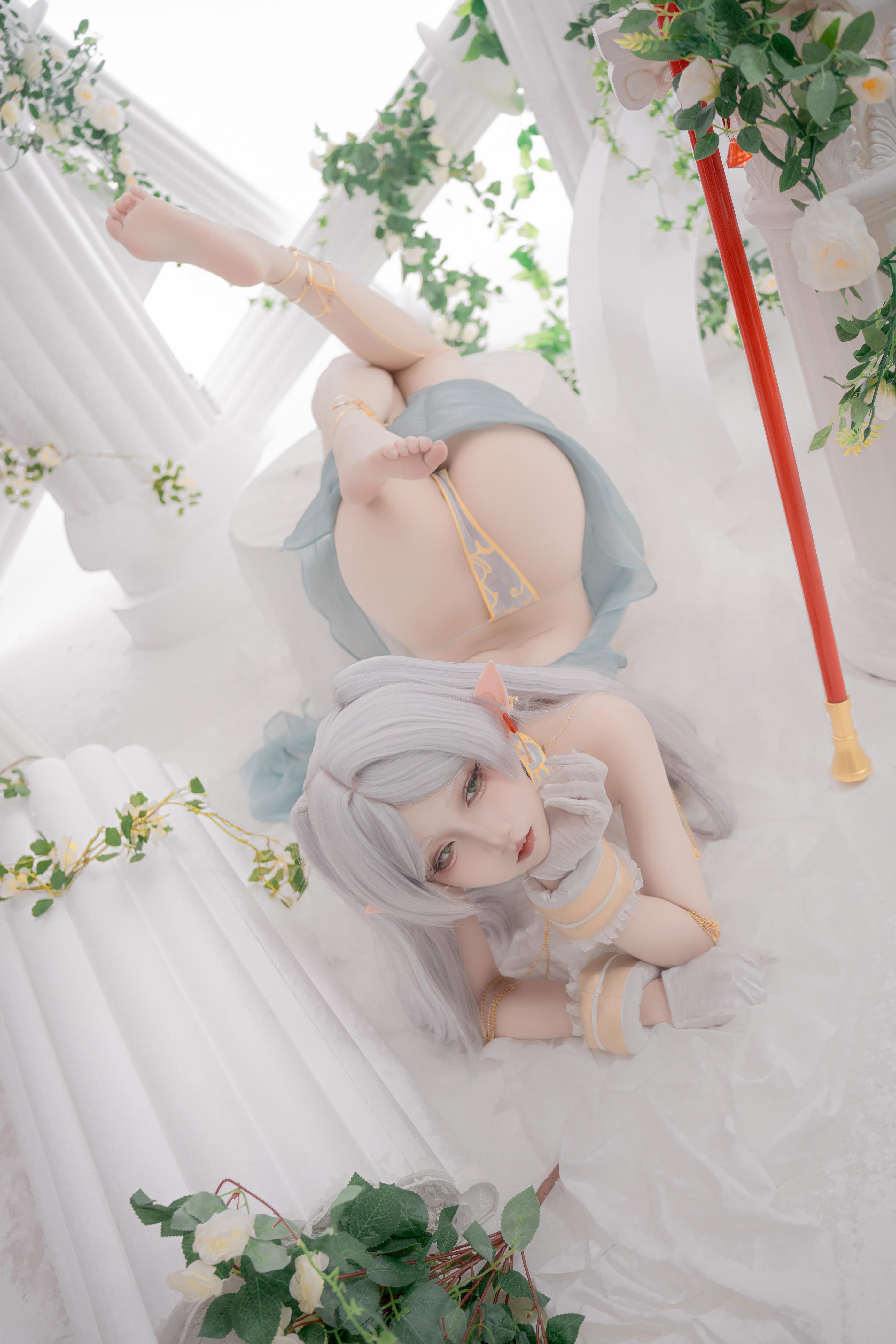 [Cosplay] Zhi Yue Etsu_ko - Fateful Flare: Silver-Haired Elf Dancer in Sheer Veil - 73P