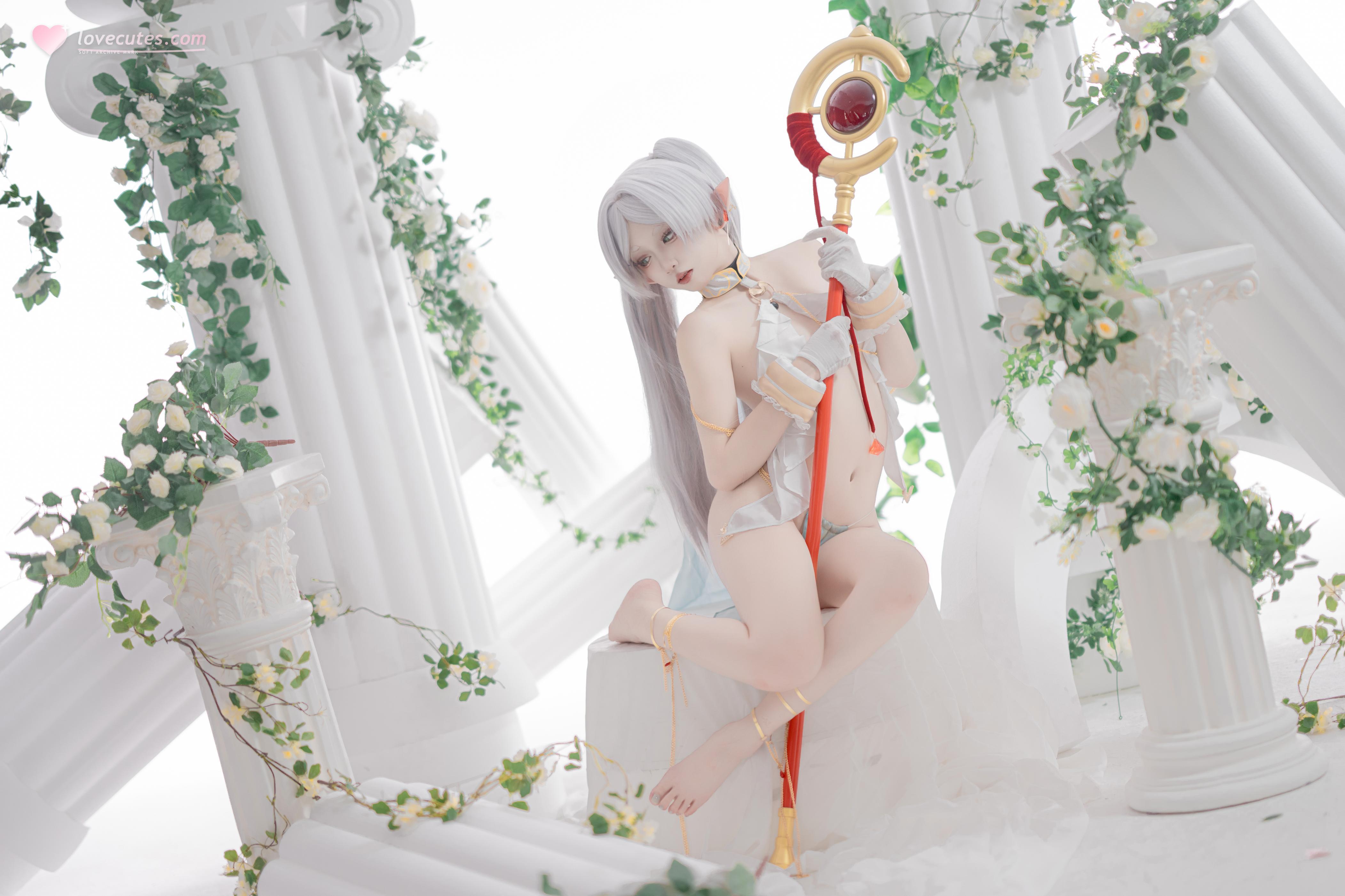 [Cosplay] Zhi Yue Etsu_ko - Fateful Flare: Silver-Haired Elf Dancer in Sheer Veil - 73P