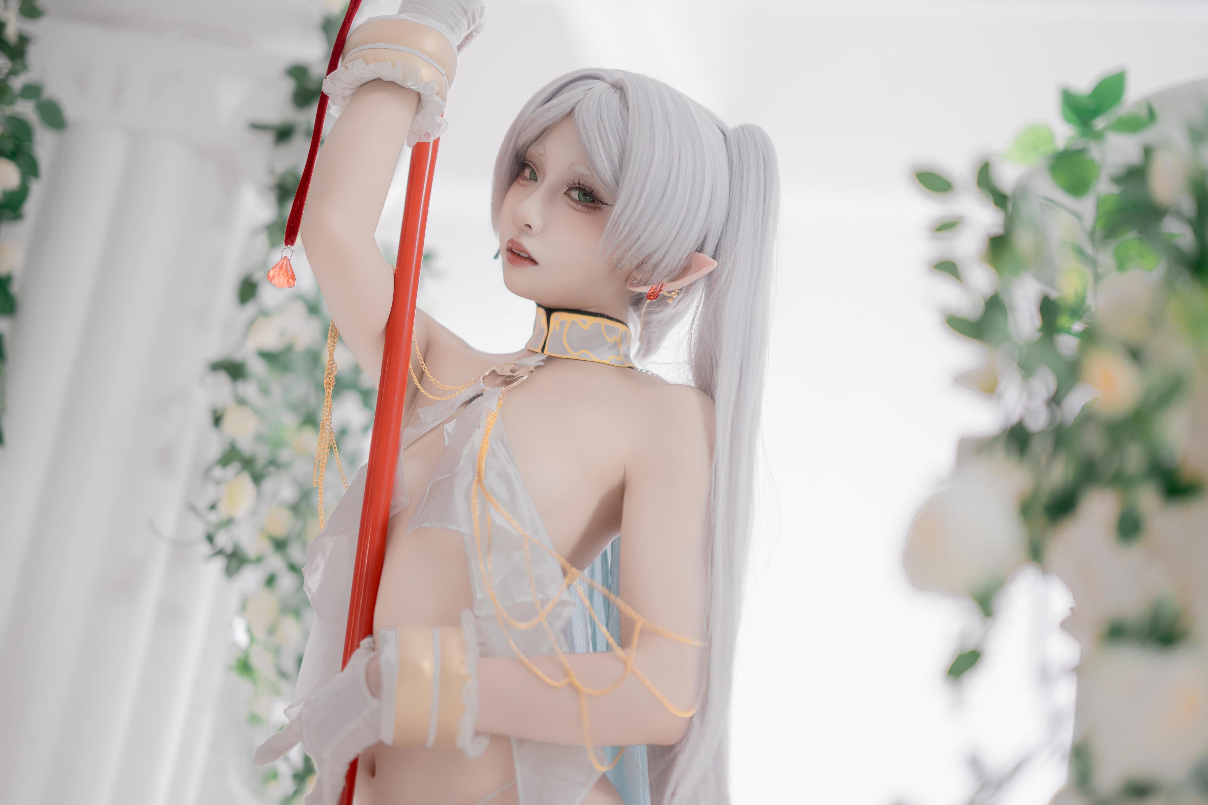 【コスプレ】紙悦Etsu_ko - 葬送のフリリアン 舞娘：銀髪エルフ耳の軽やかなシースルー裸体再現 73P