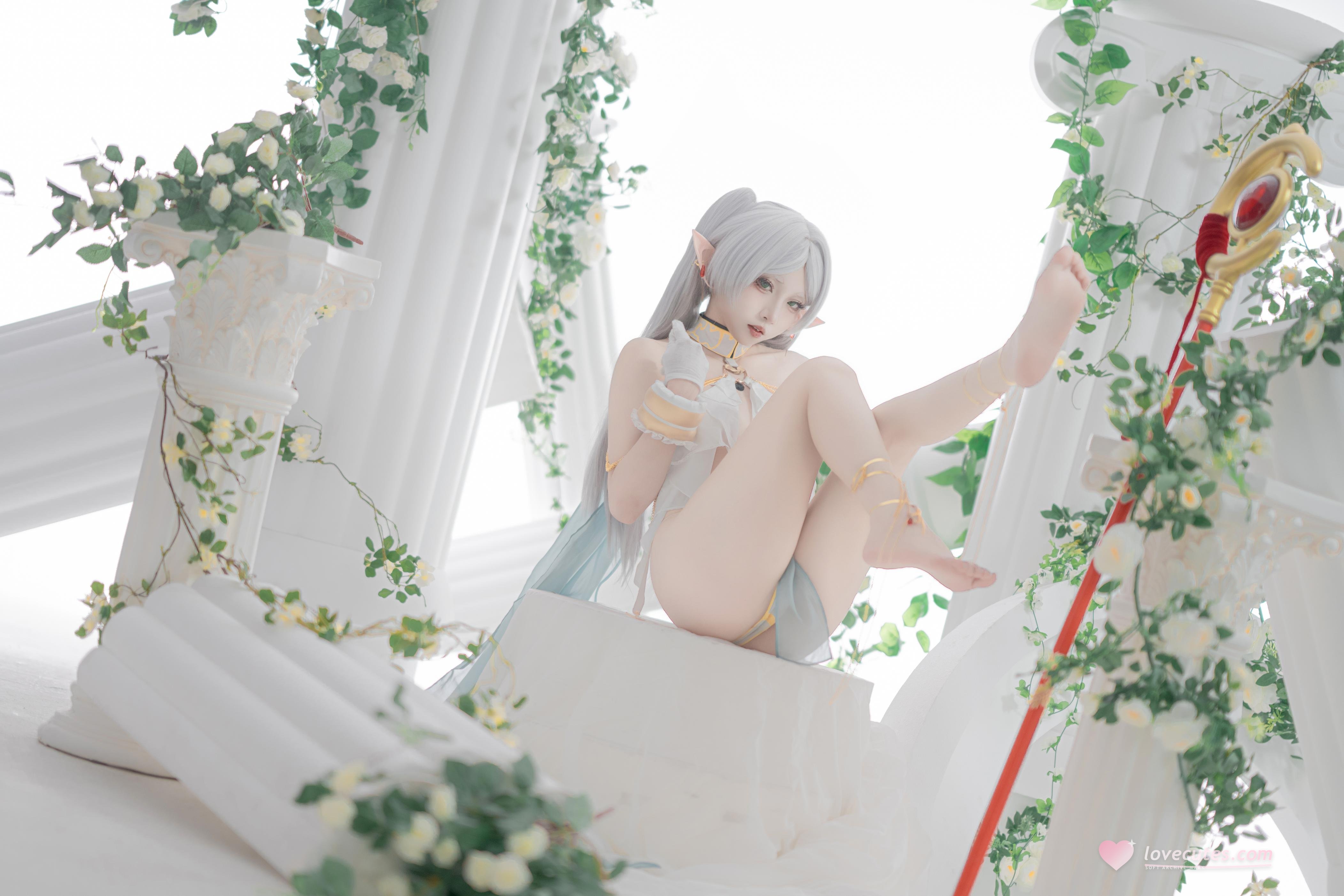 【コスプレ】紙悦Etsu_ko - 葬送のフリリアン 舞娘：銀髪エルフ耳の軽やかなシースルー裸体再現 73P
