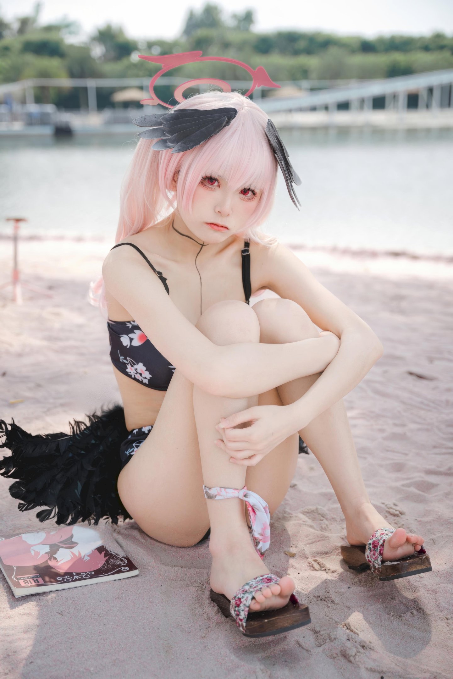 [cospレイ] 九柒喵 - 碧蓝航线 小春の水着：海辺の黒い水着キャラ再現 27P