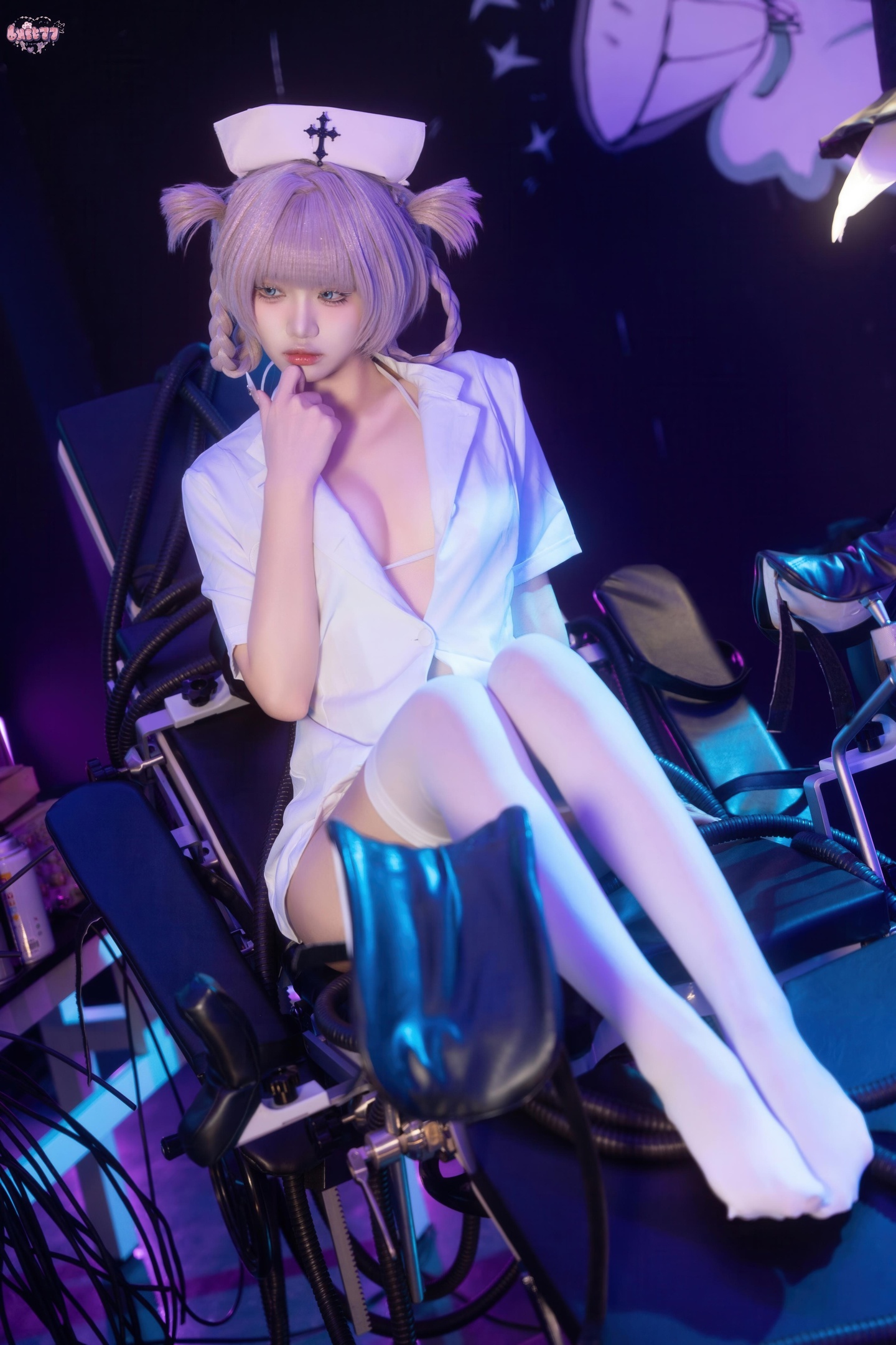 [코스프레] 치치야 착하게 굴어 - 밤새 노래 소기: 간호복 흰 스타킹 미腿, 거유 재현 100P
