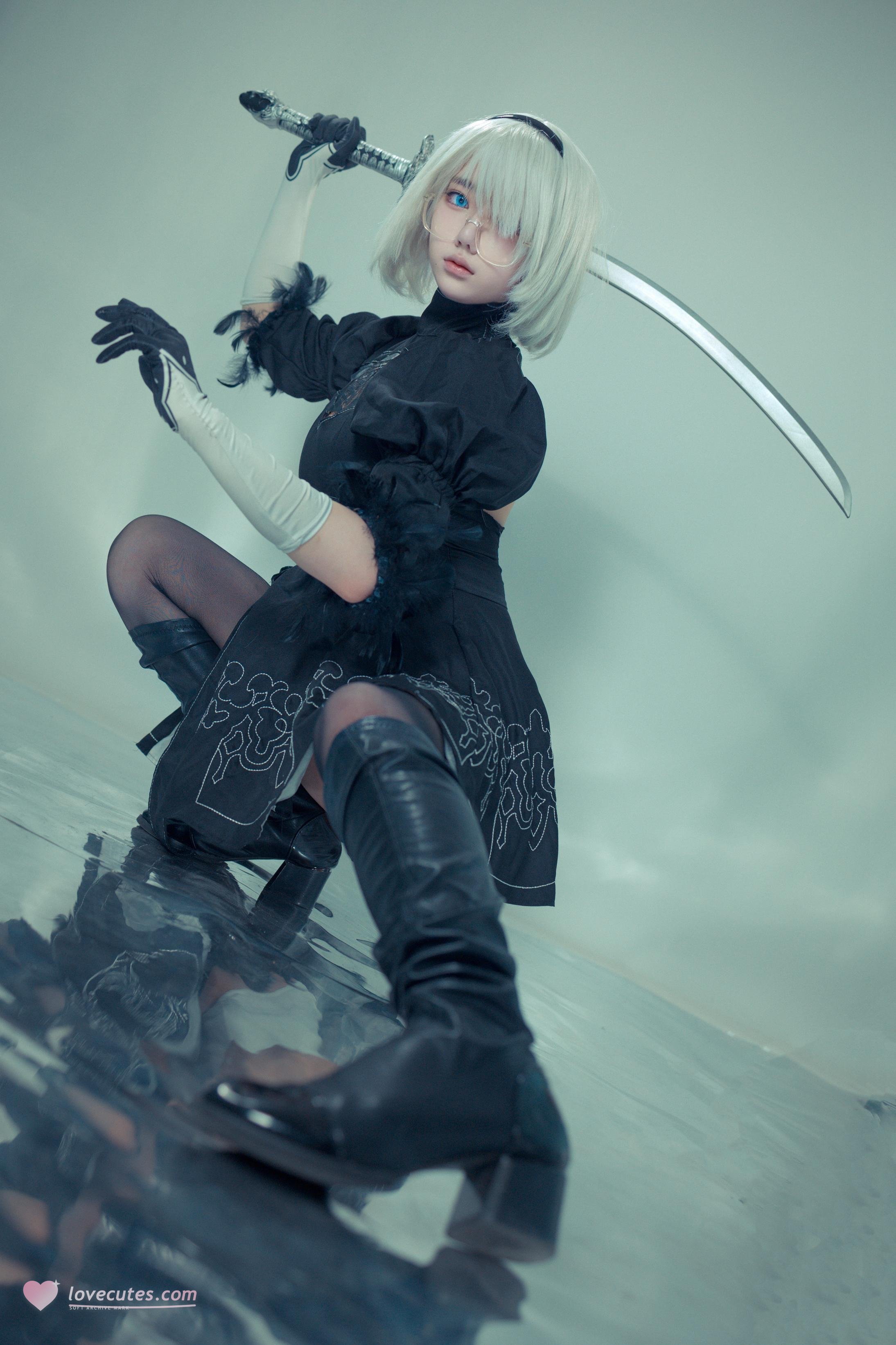 [Cosplay] Titanium Alloy TiTi & Riko-chan - Nier Duo: 2B Black Stockings Exposed, Duo Damage Restoration 123P