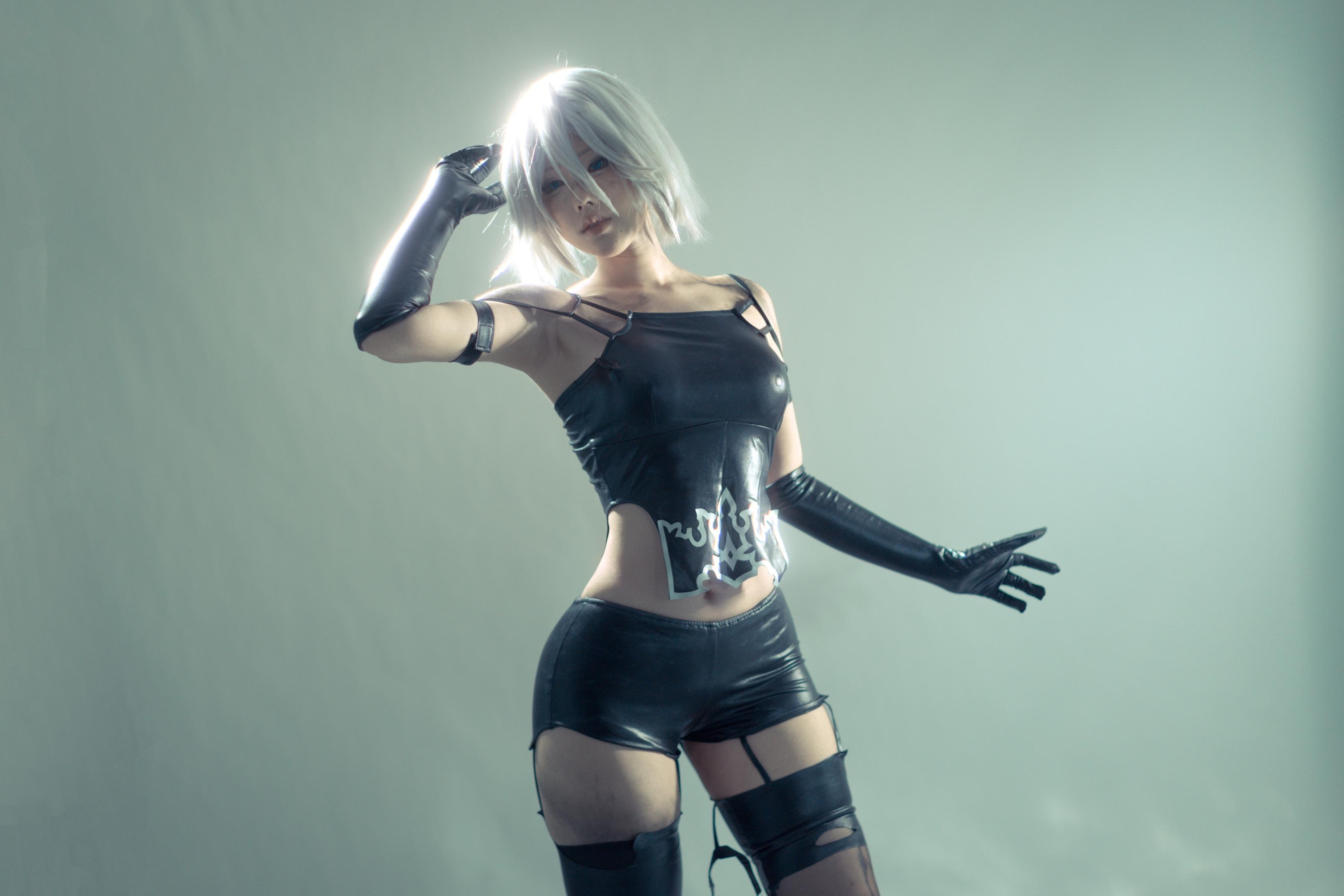 [Cosplay] Titanium Alloy TiTi & Riko-chan - Nier Duo: 2B Black Stockings Exposed, Duo Damage Restoration 123P