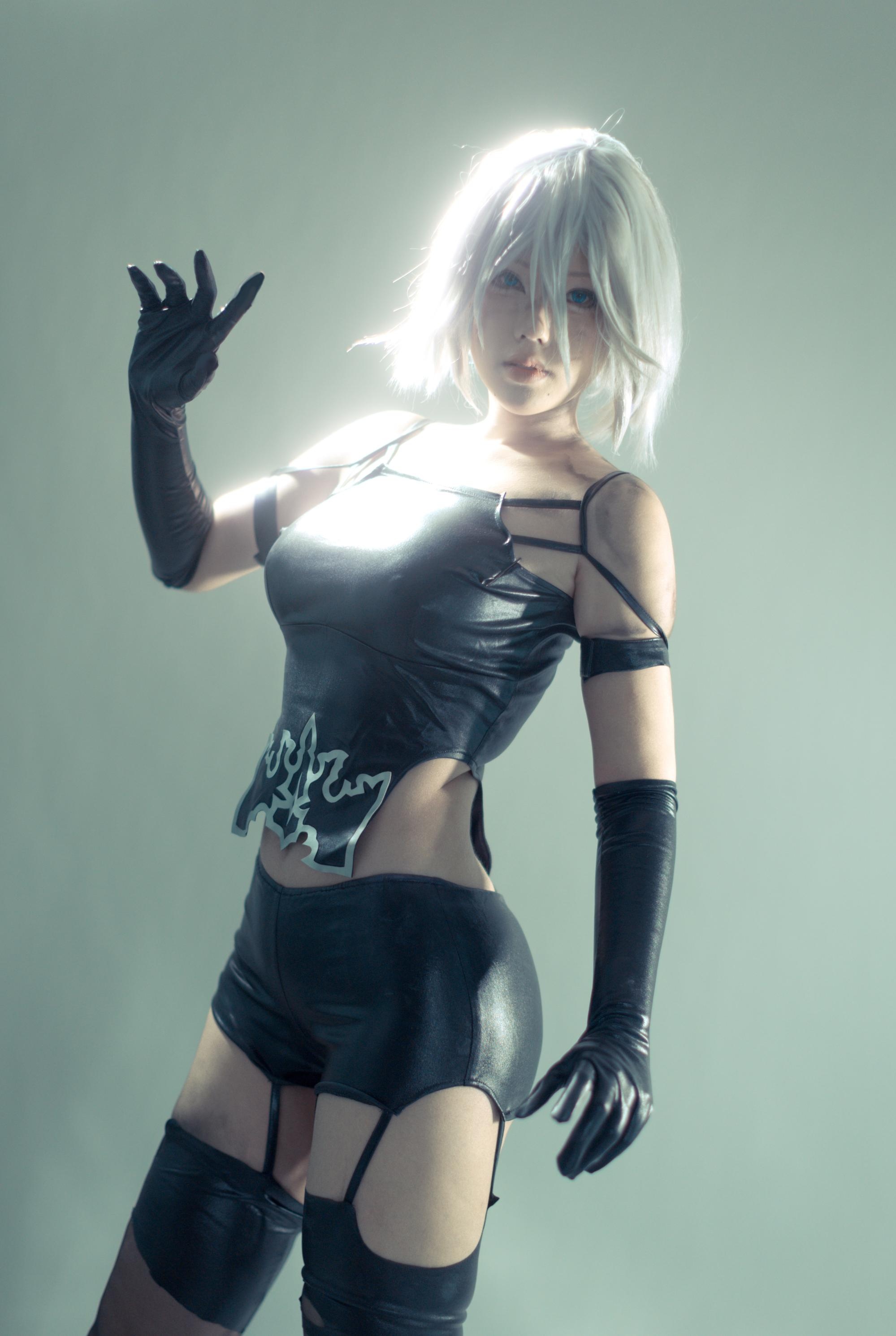 [Cosplay] Titanium Alloy TiTi & Riko-chan - Nier Duo: 2B Black Stockings Exposed, Duo Damage Restoration 123P