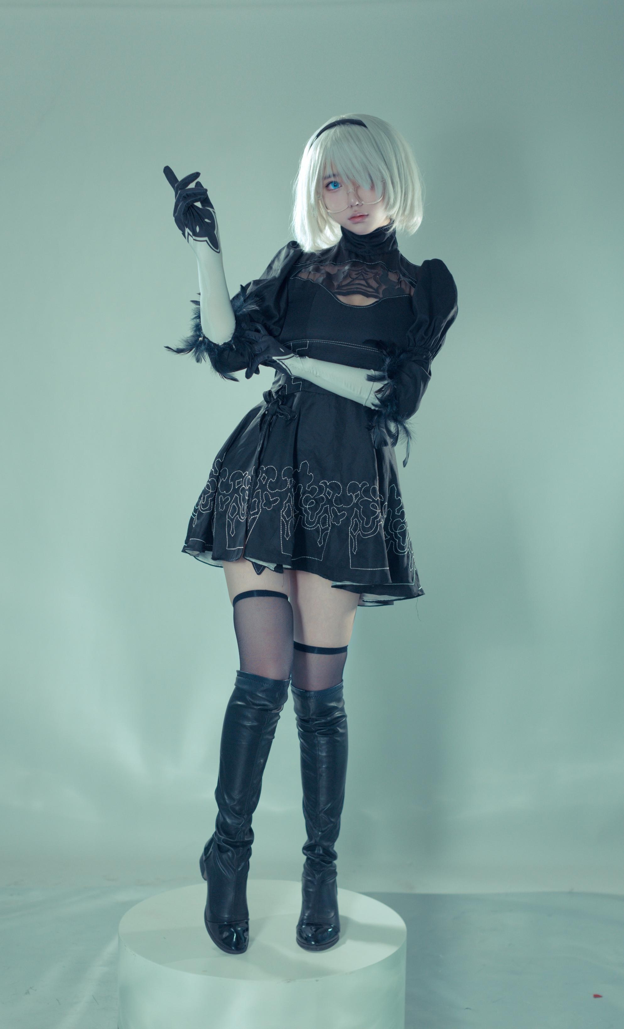 [Cosplay] Titanium Alloy TiTi & Riko-chan - Nier Duo: 2B Black Stockings Exposed, Duo Damage Restoration 123P