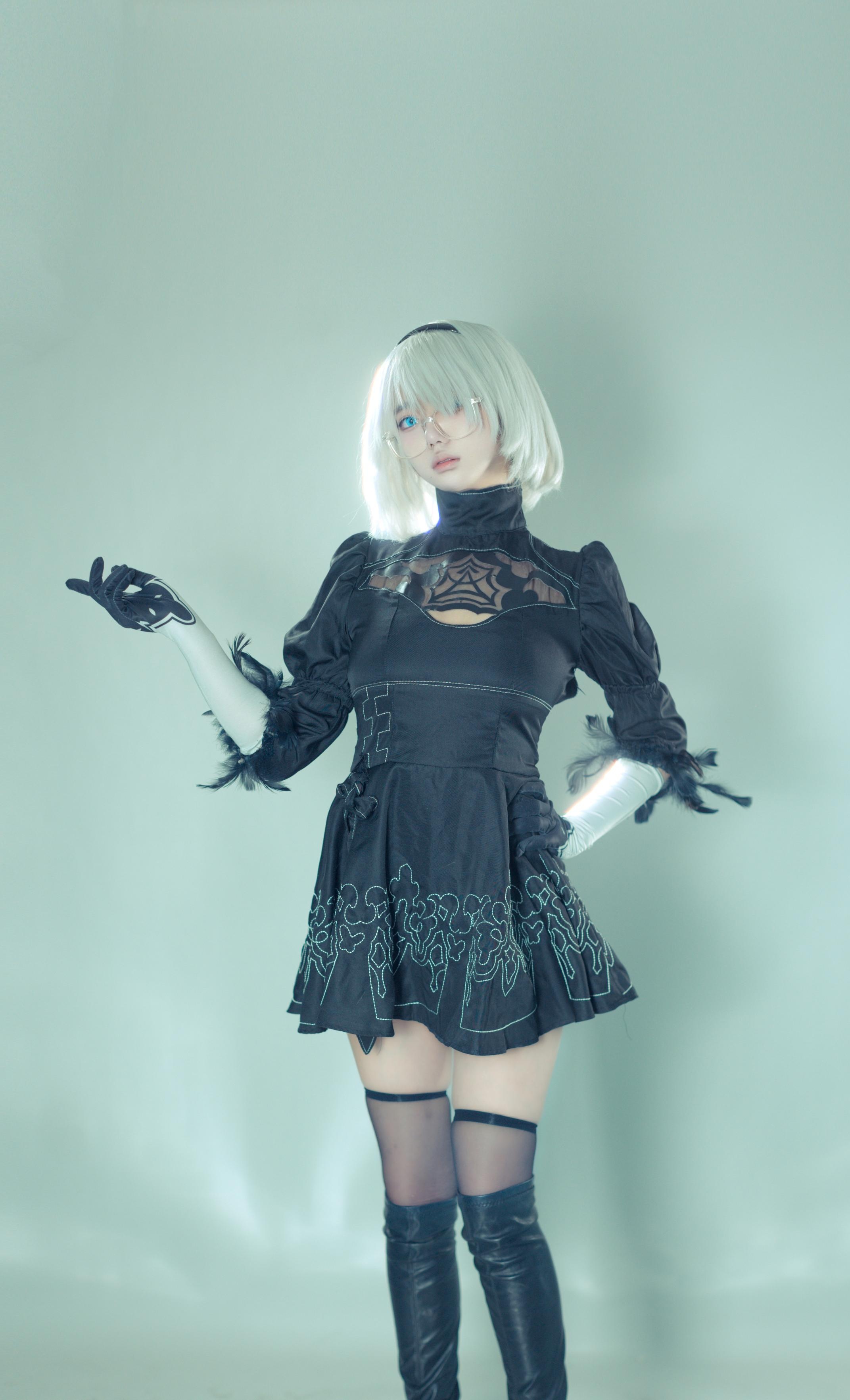 [Cosplay] Titanium Alloy TiTi & Riko-chan - Nier Duo: 2B Black Stockings Exposed, Duo Damage Restoration 123P