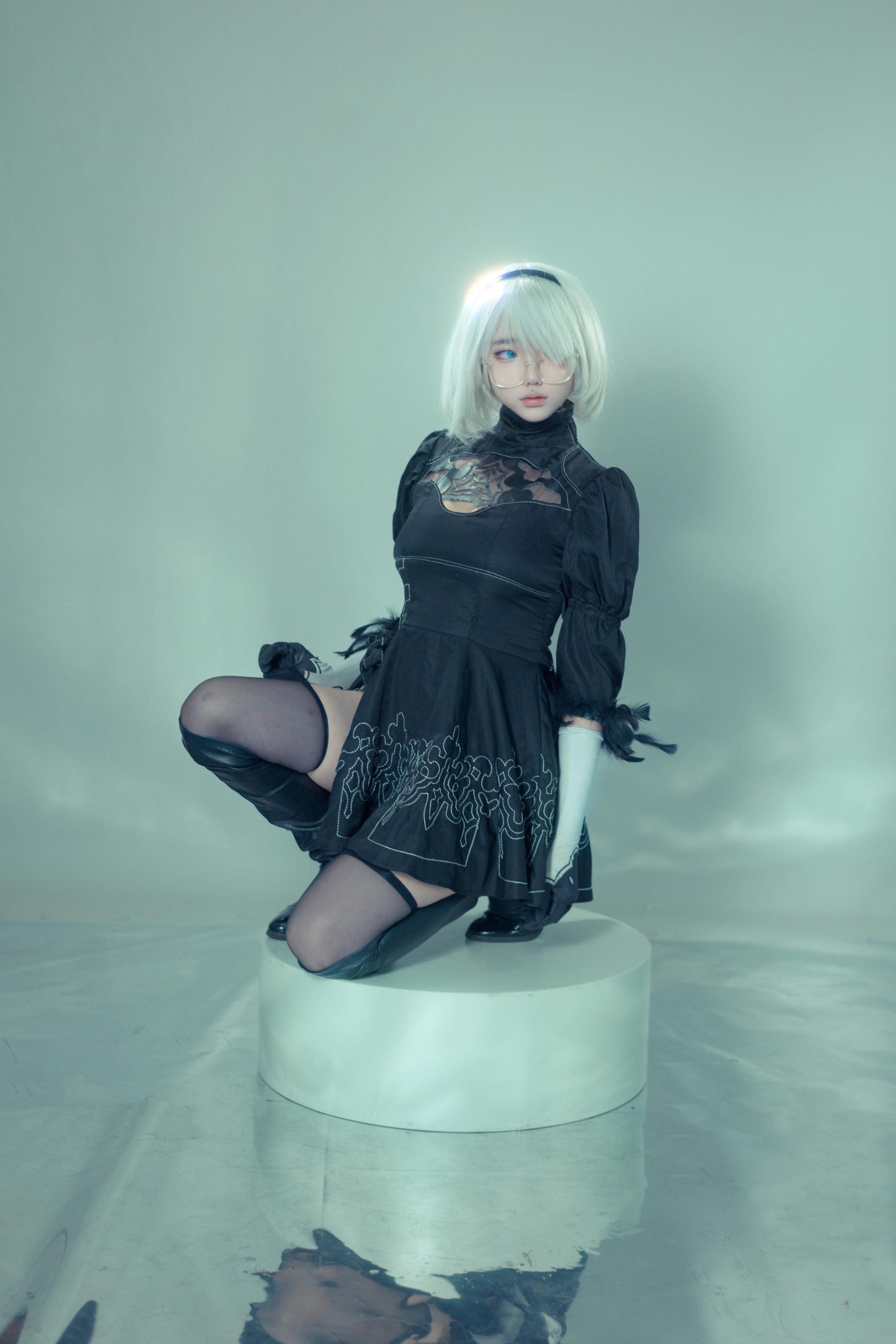 [Cosplay] Titanium Alloy TiTi & Riko-chan - Nier Duo: 2B Black Stockings Exposed, Duo Damage Restoration 123P