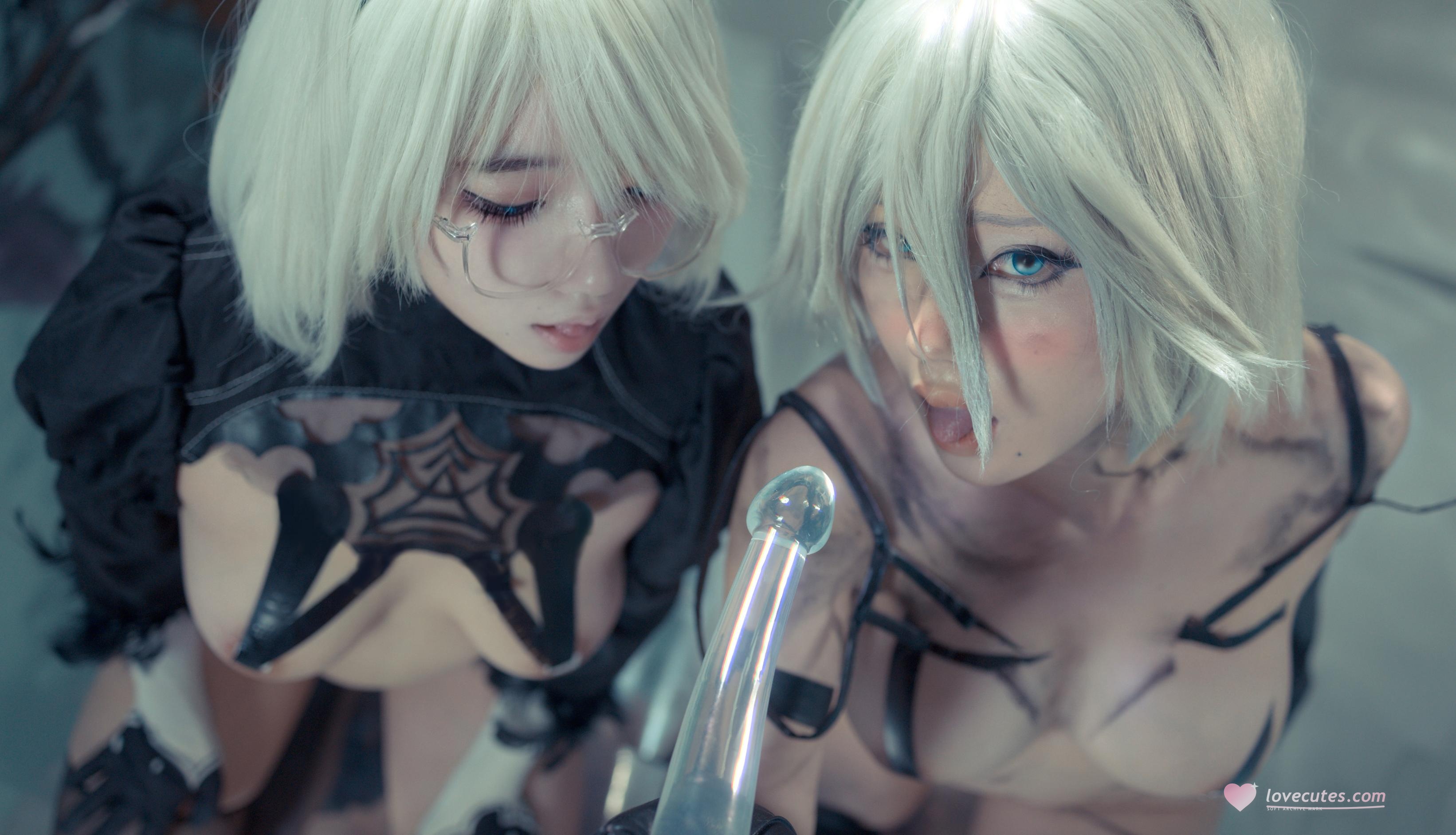 [Cosplay] Titanium Alloy TiTi & Riko-chan - Nier Duo: 2B Black Stockings Exposed, Duo Damage Restoration 123P