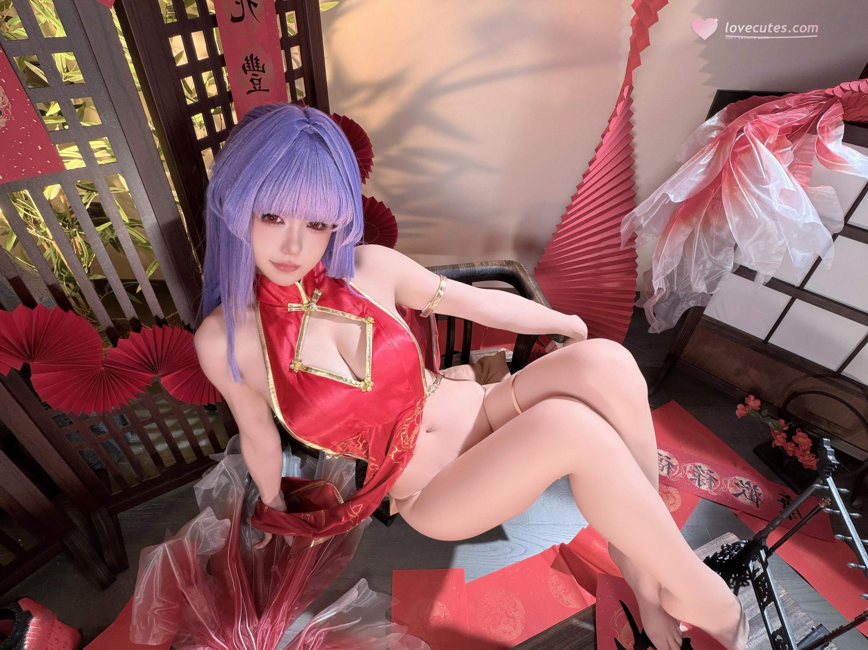 [Private] Chiyo Ogura w - Cute Princess 2: Purple Hair Cheongsam High Slit, Curvy Hips and Beautiful Legs, 29P