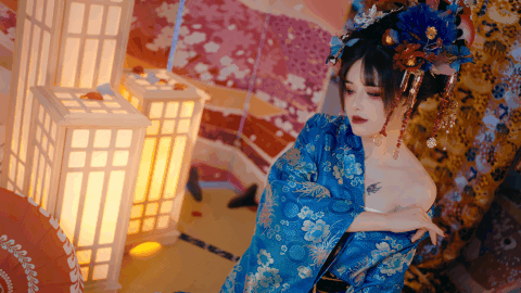 [私房] 鹿八歳ベビー - 花魁の末路：青い花魁の束縛 露出美胸私房 100P49G1V