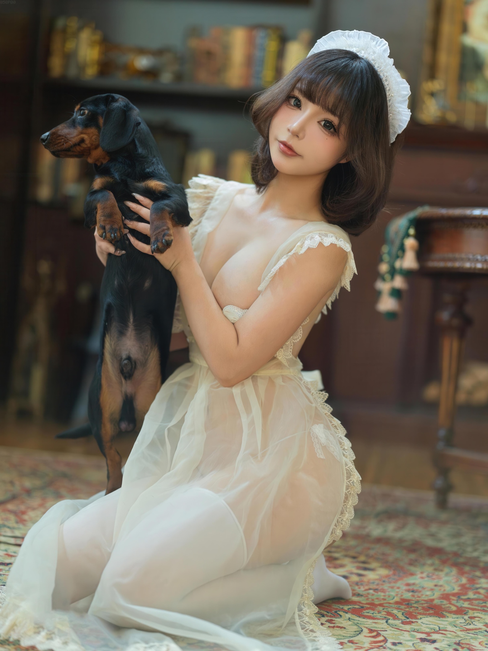 [私房] yuuhui玉汇 - 家庭用メイド：白いストッキングのメイド、露出とヒップ 149P2V