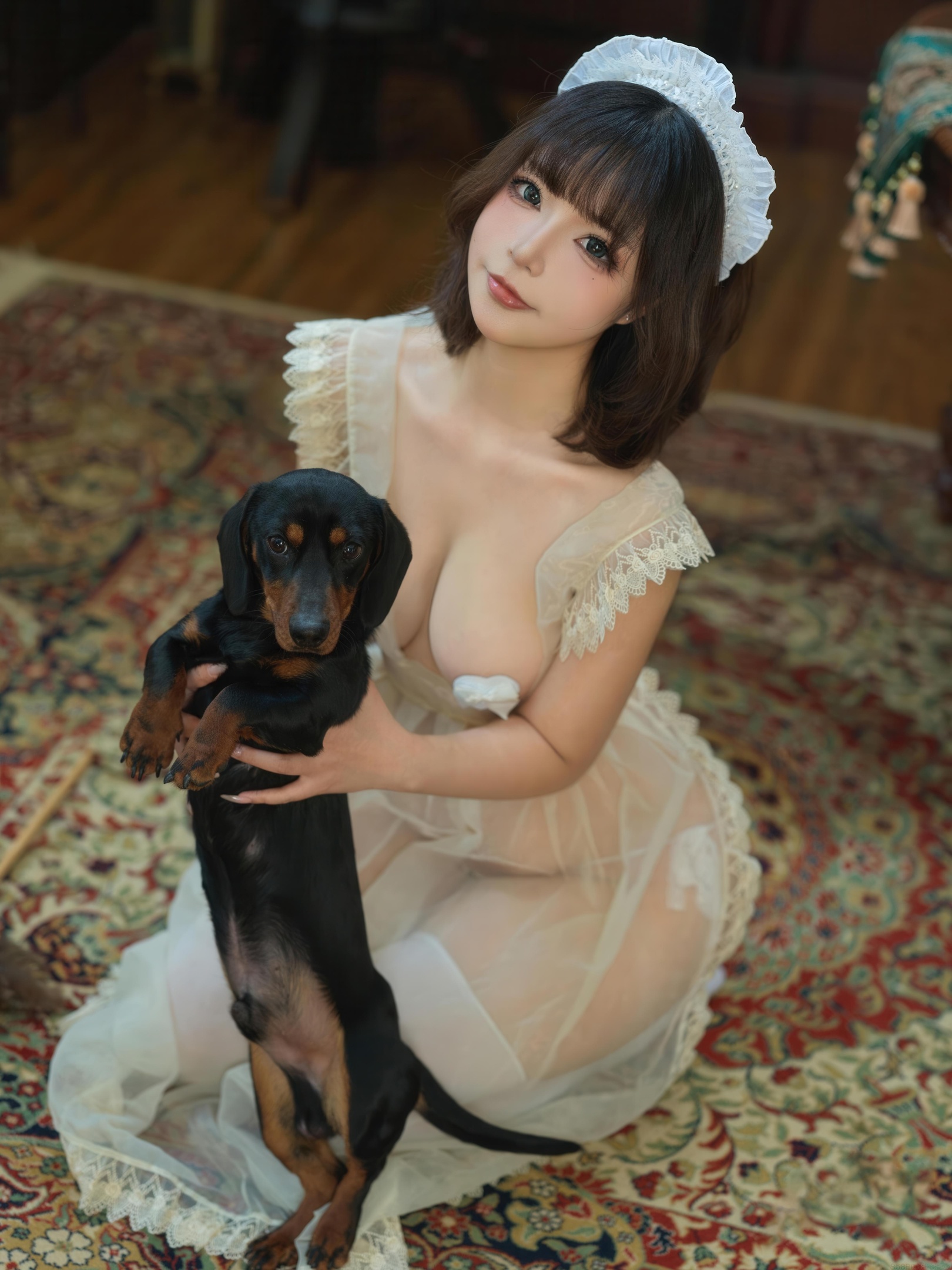 [私房] yuuhui玉汇 - 家庭用メイド：白いストッキングのメイド、露出とヒップ 149P2V