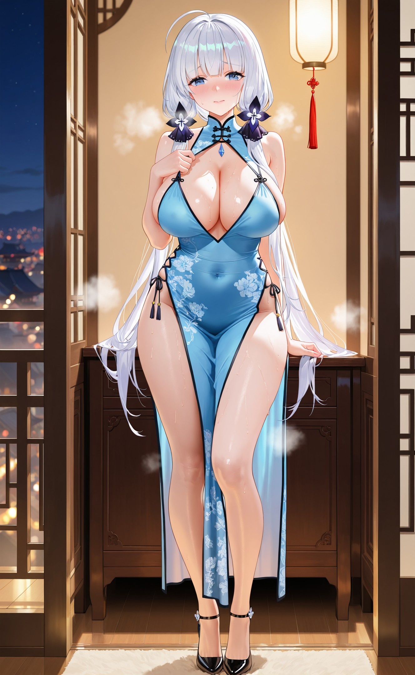 AI Generated Anime Girl - Azur Lane Taihou, Azuma, and More: Beach Swimsuit Busty Exposed 191P