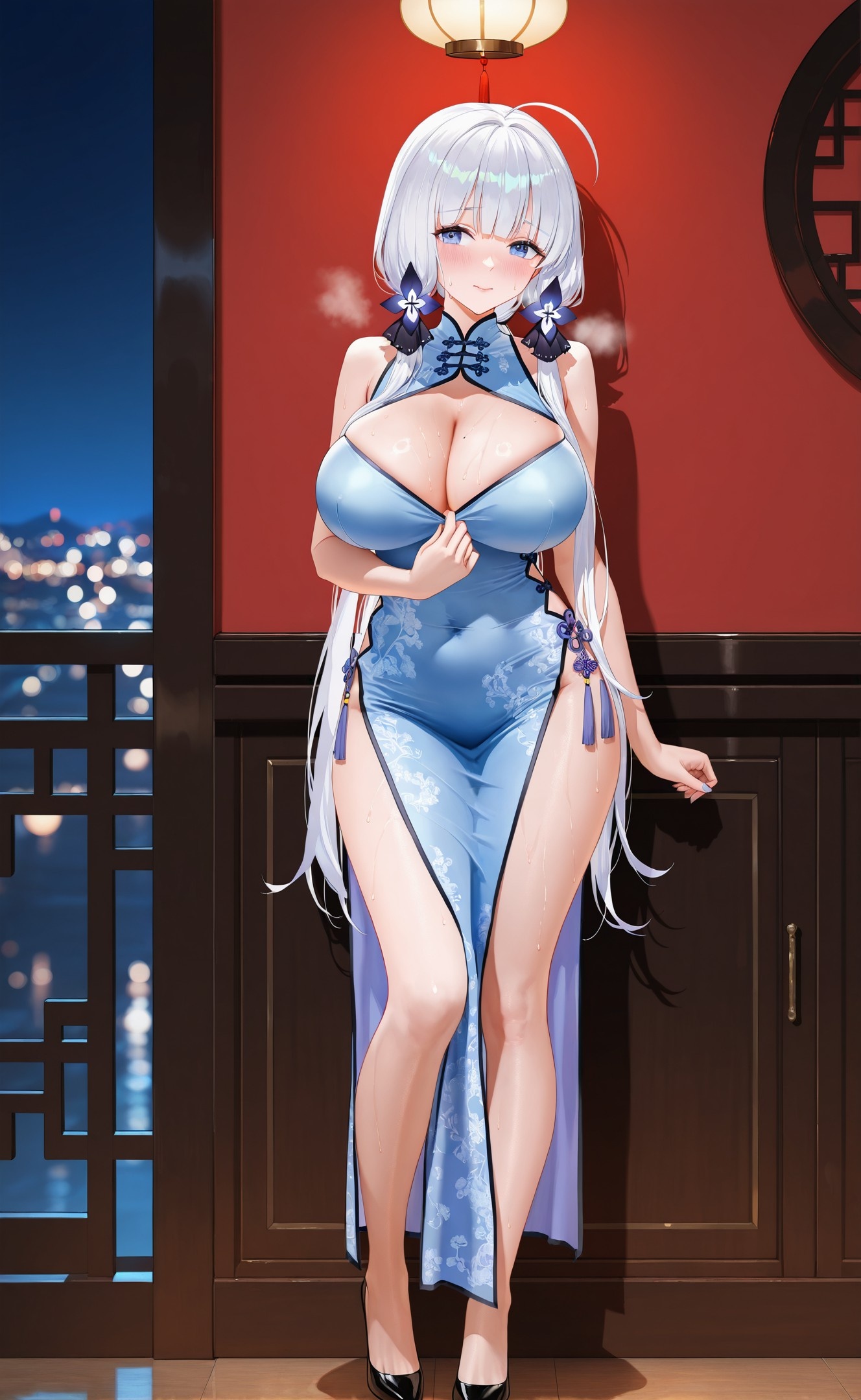 AI Generated Anime Girl - Azur Lane Taihou, Azuma, and More: Beach Swimsuit Busty Exposed 191P