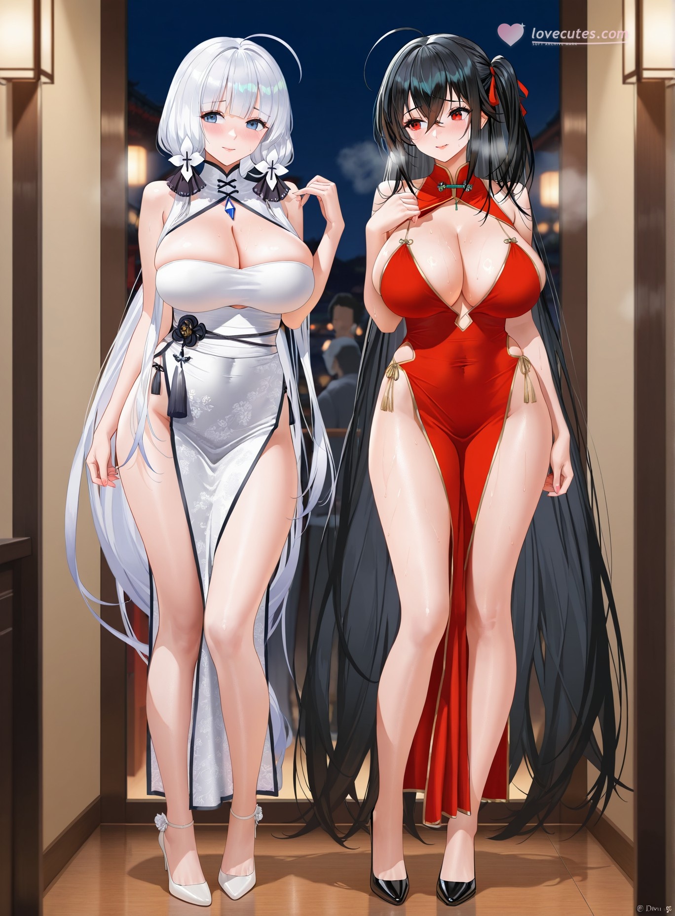 AI Generated Anime Girl - Azur Lane Taihou, Azuma, and More: Beach Swimsuit Busty Exposed 191P