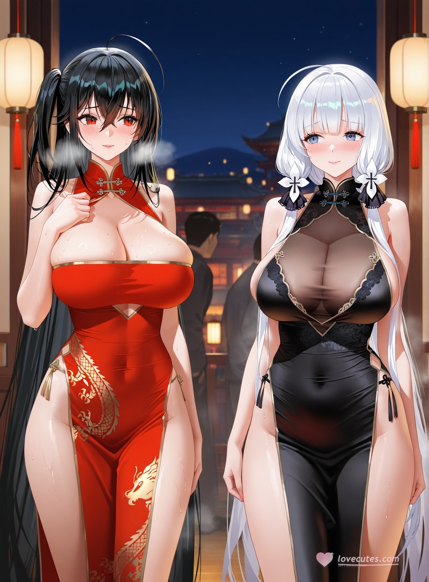 AI Generated Anime Girl - Azur Lane Taihou, Azuma, and More: Beach Swimsuit Busty Exposed 191P