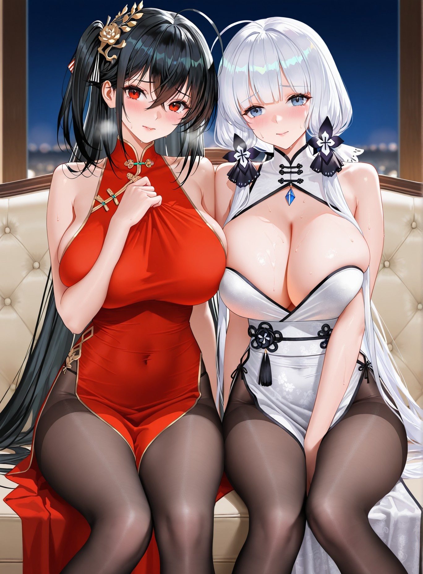 AI Generated Anime Girl - Azur Lane Taihou, Azuma, and More: Beach Swimsuit Busty Exposed 191P