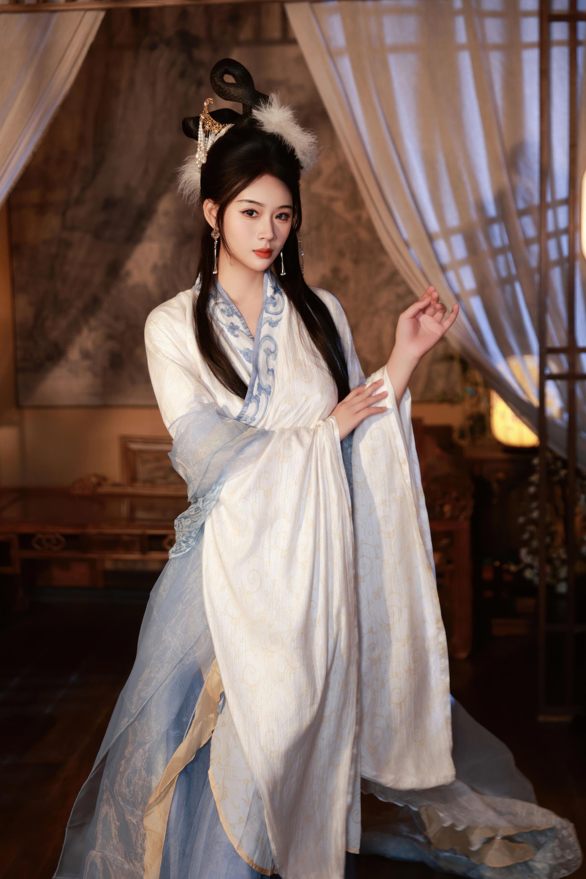 [Private Collection] Nan Qiao - Mid-Autumn Themed Ancient Style Hanfu Chang'e: Light Veil Ancient Style Stickers and Beauty Shots 114P