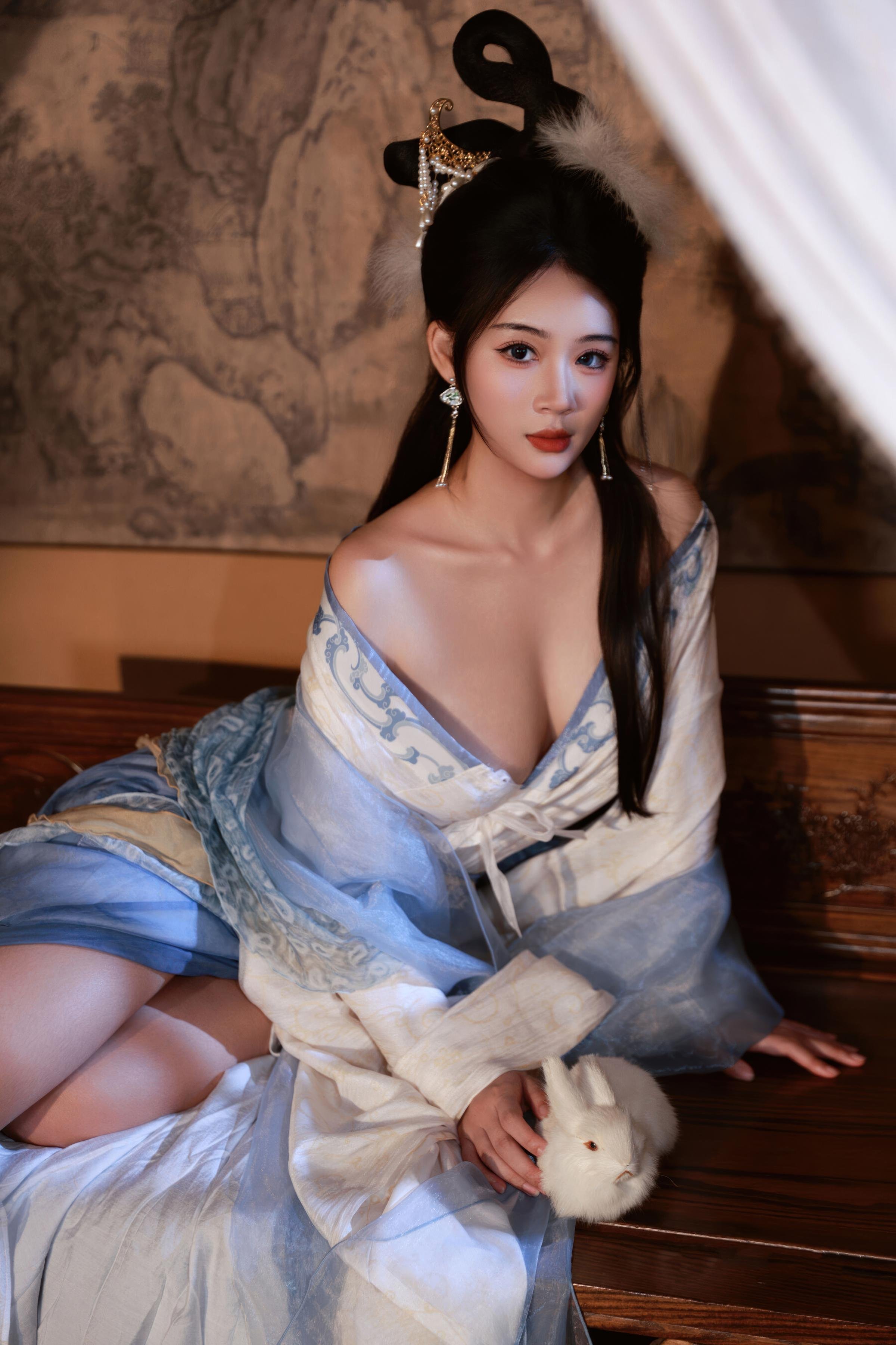 [Private Collection] Nan Qiao - Mid-Autumn Themed Ancient Style Hanfu Chang'e: Light Veil Ancient Style Stickers and Beauty Shots 114P