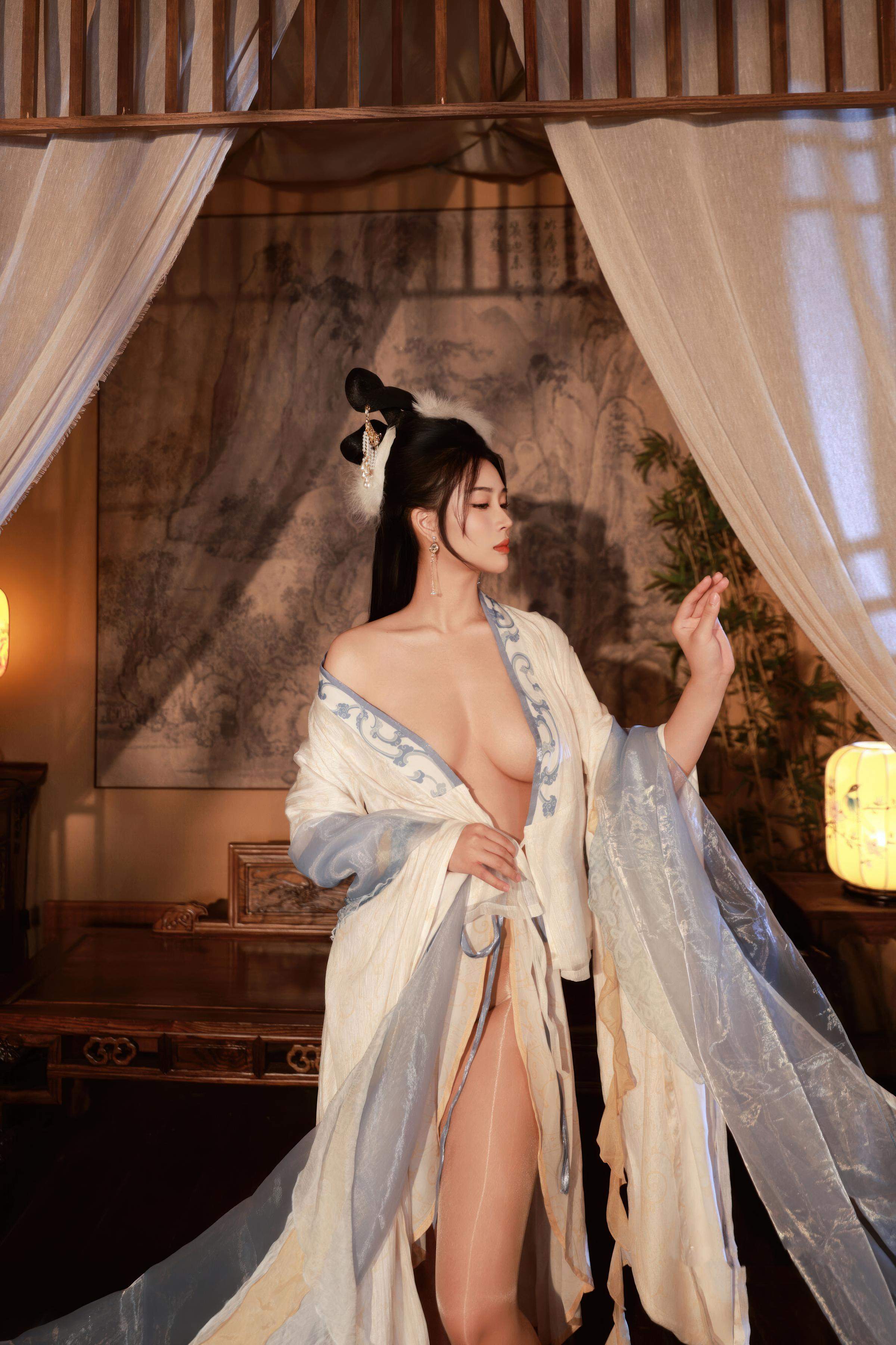 [Private Collection] Nan Qiao - Mid-Autumn Themed Ancient Style Hanfu Chang'e: Light Veil Ancient Style Stickers and Beauty Shots 114P