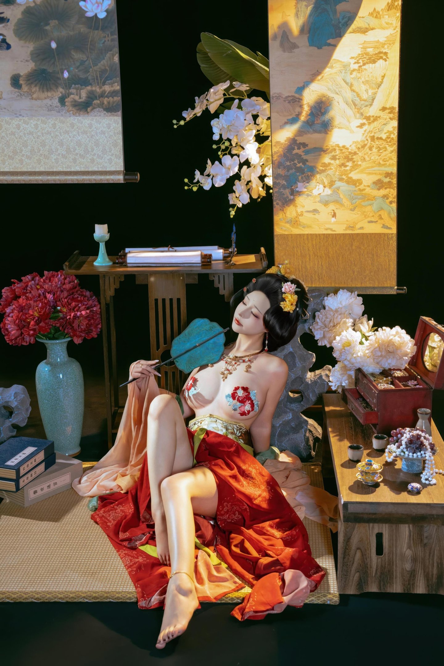 [私房] yuuhui玉汇 - 唐宫夜宴：唐风宫廷เปลือยกายโชว์สะโพก สไตล์โบราณ 136P