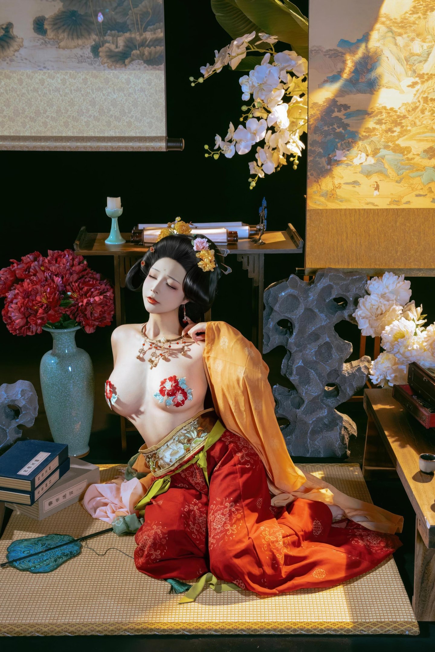[私房] yuuhui玉汇 - 唐宫夜宴：唐风宫廷เปลือยกายโชว์สะโพก สไตล์โบราณ 136P