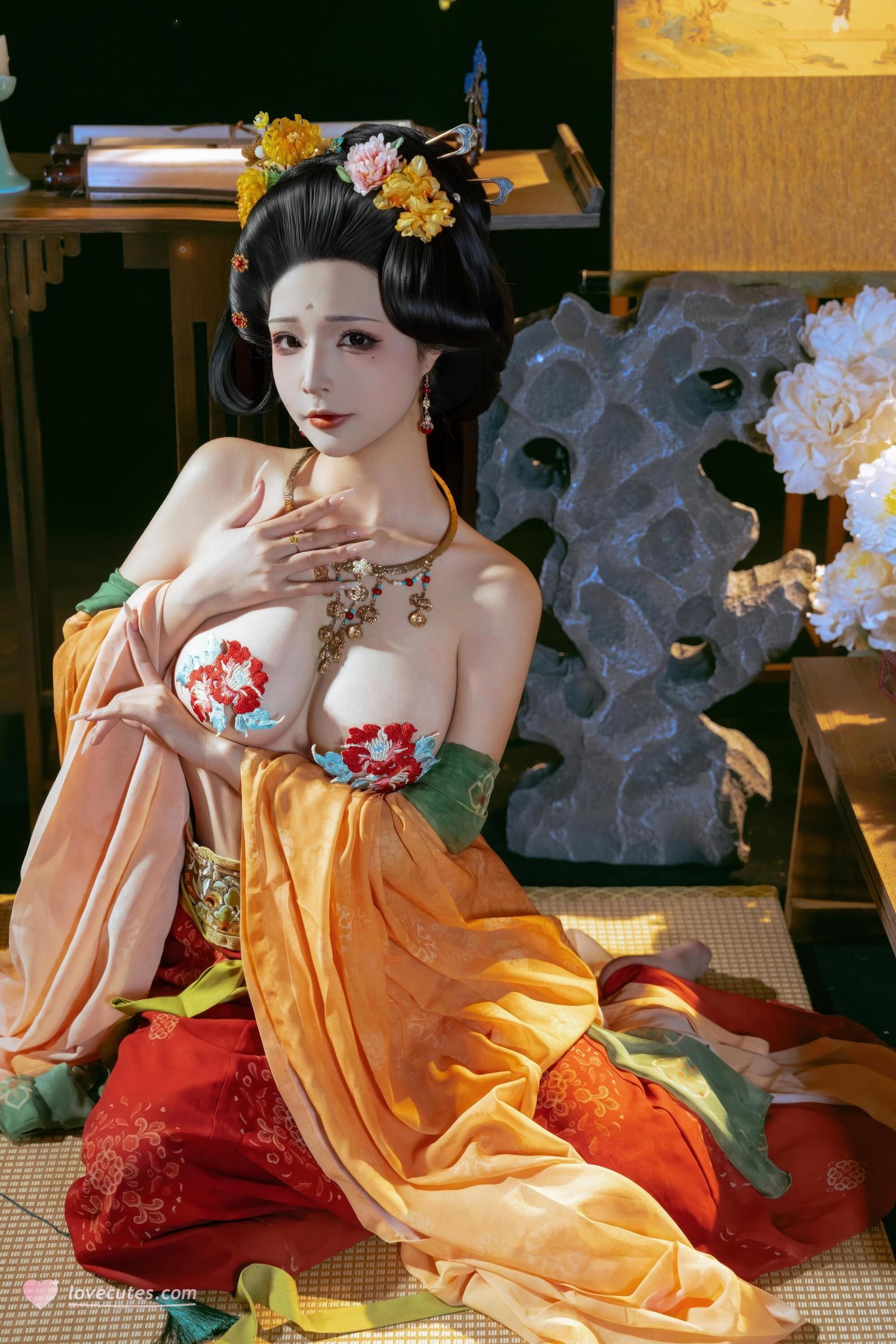 [私房] yuuhui玉汇 - 唐宫夜宴：唐风宫廷เปลือยกายโชว์สะโพก สไตล์โบราณ 136P