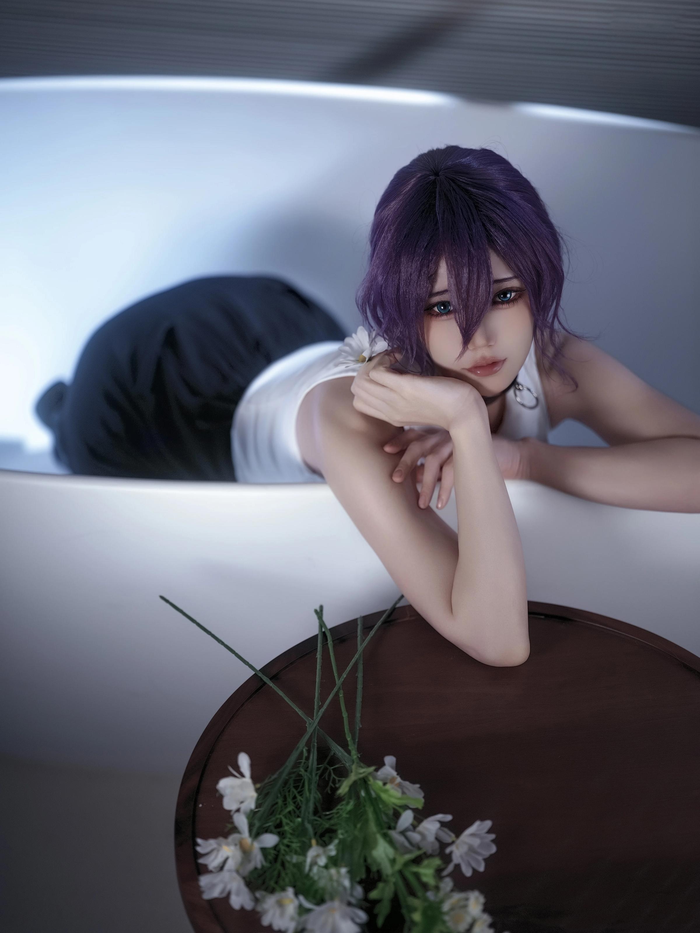 [คอสเพลย์] 小仓千代w - Chainsaw Man เลเซ่: ผมม่วง เสื้อเชิ้ตขาว ถุงน่องขาว การสร้างตัวละคร 32P
