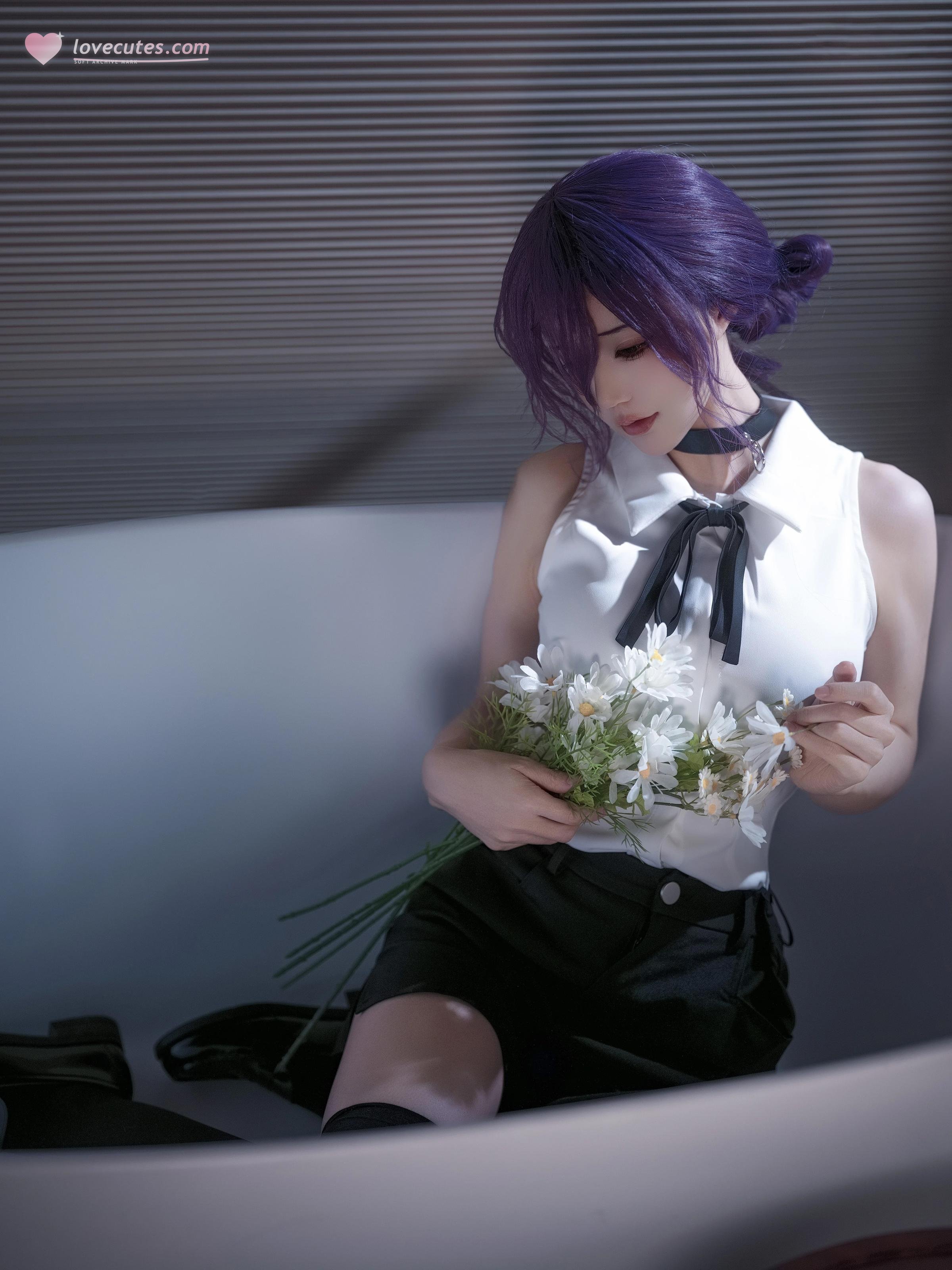 [คอสเพลย์] 小仓千代w - Chainsaw Man เลเซ่: ผมม่วง เสื้อเชิ้ตขาว ถุงน่องขาว การสร้างตัวละคร 32P