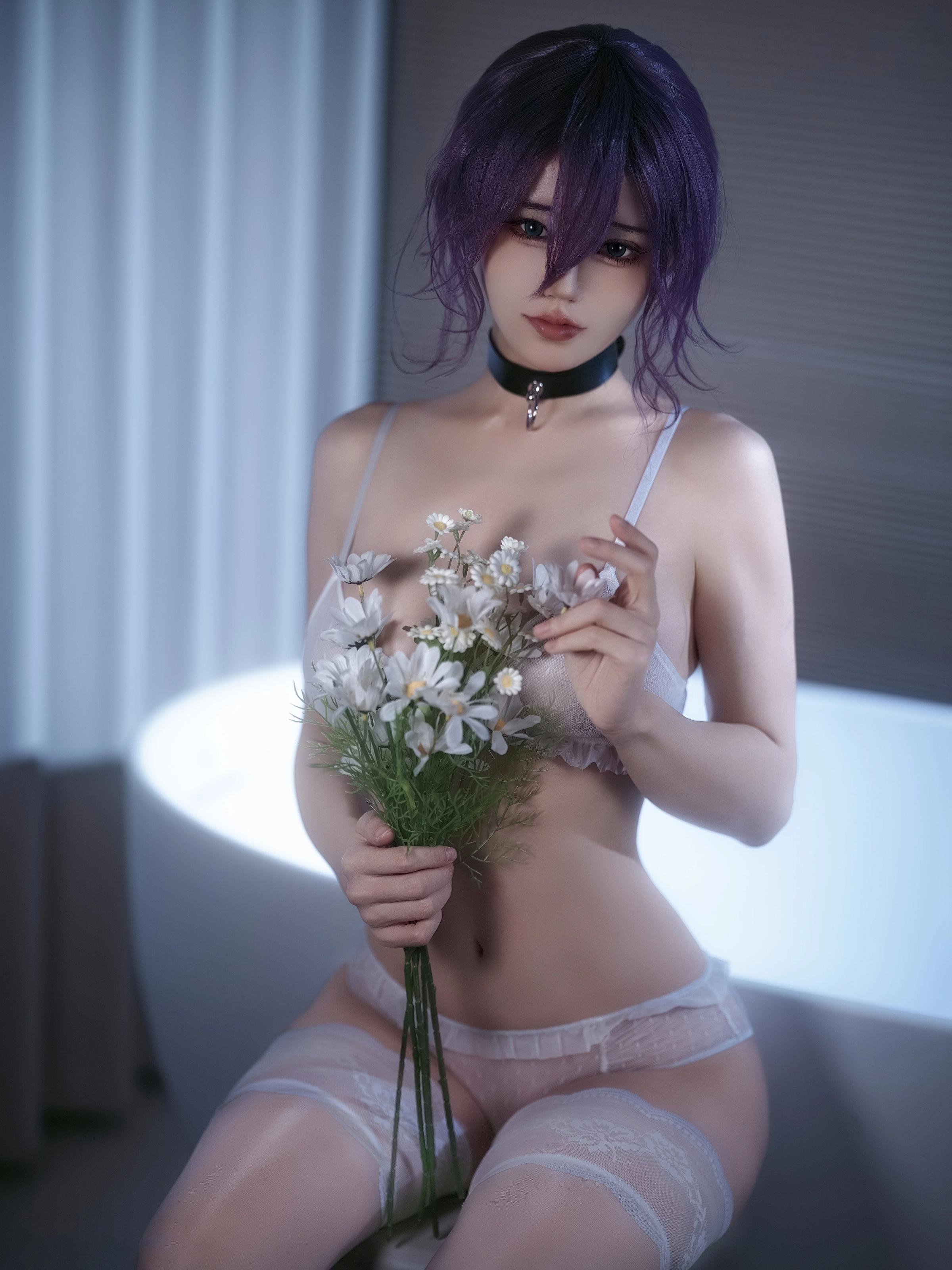 [คอสเพลย์] 小仓千代w - Chainsaw Man เลเซ่: ผมม่วง เสื้อเชิ้ตขาว ถุงน่องขาว การสร้างตัวละคร 32P
