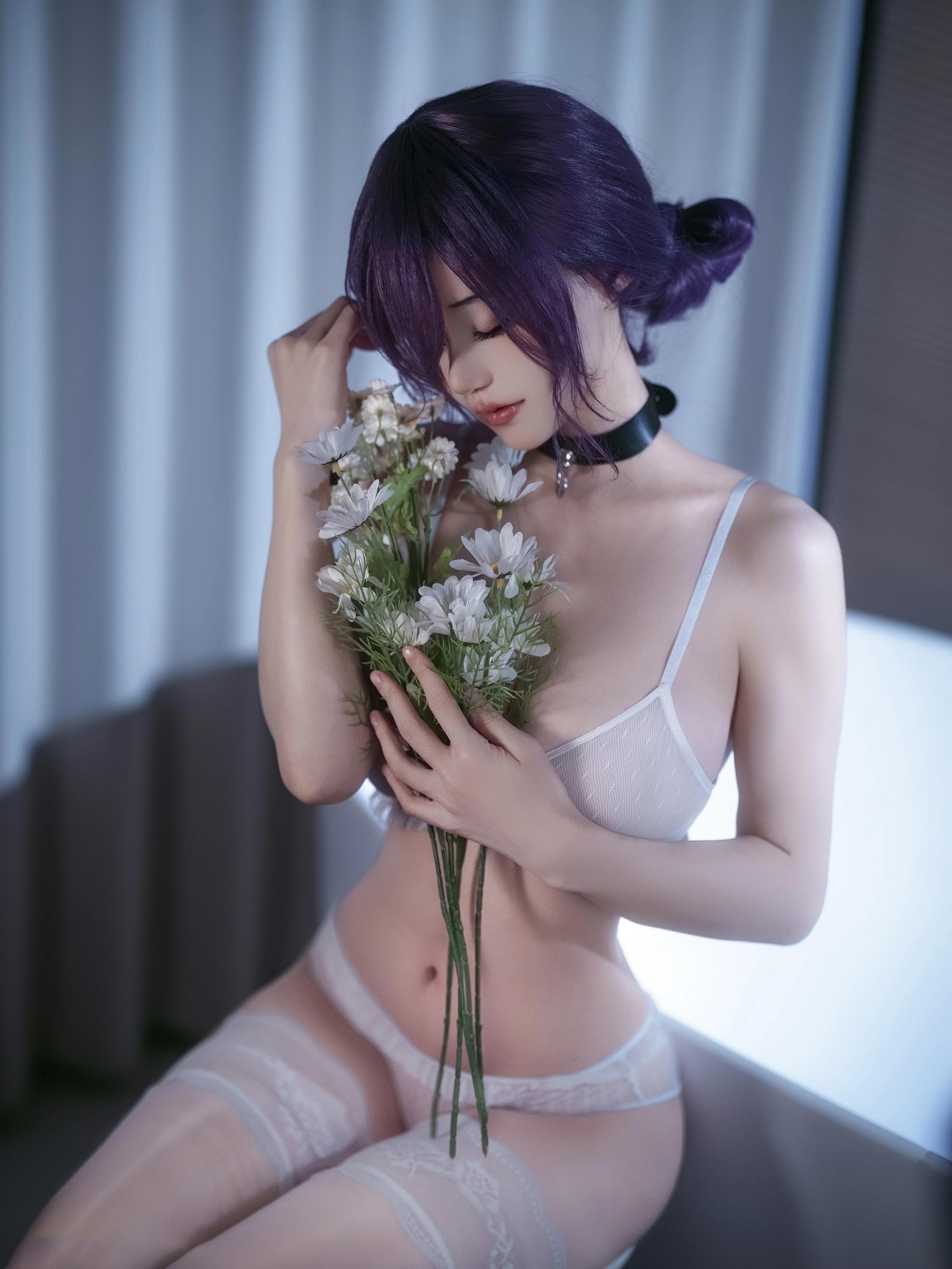 [คอสเพลย์] 小仓千代w - Chainsaw Man เลเซ่: ผมม่วง เสื้อเชิ้ตขาว ถุงน่องขาว การสร้างตัวละคร 32P