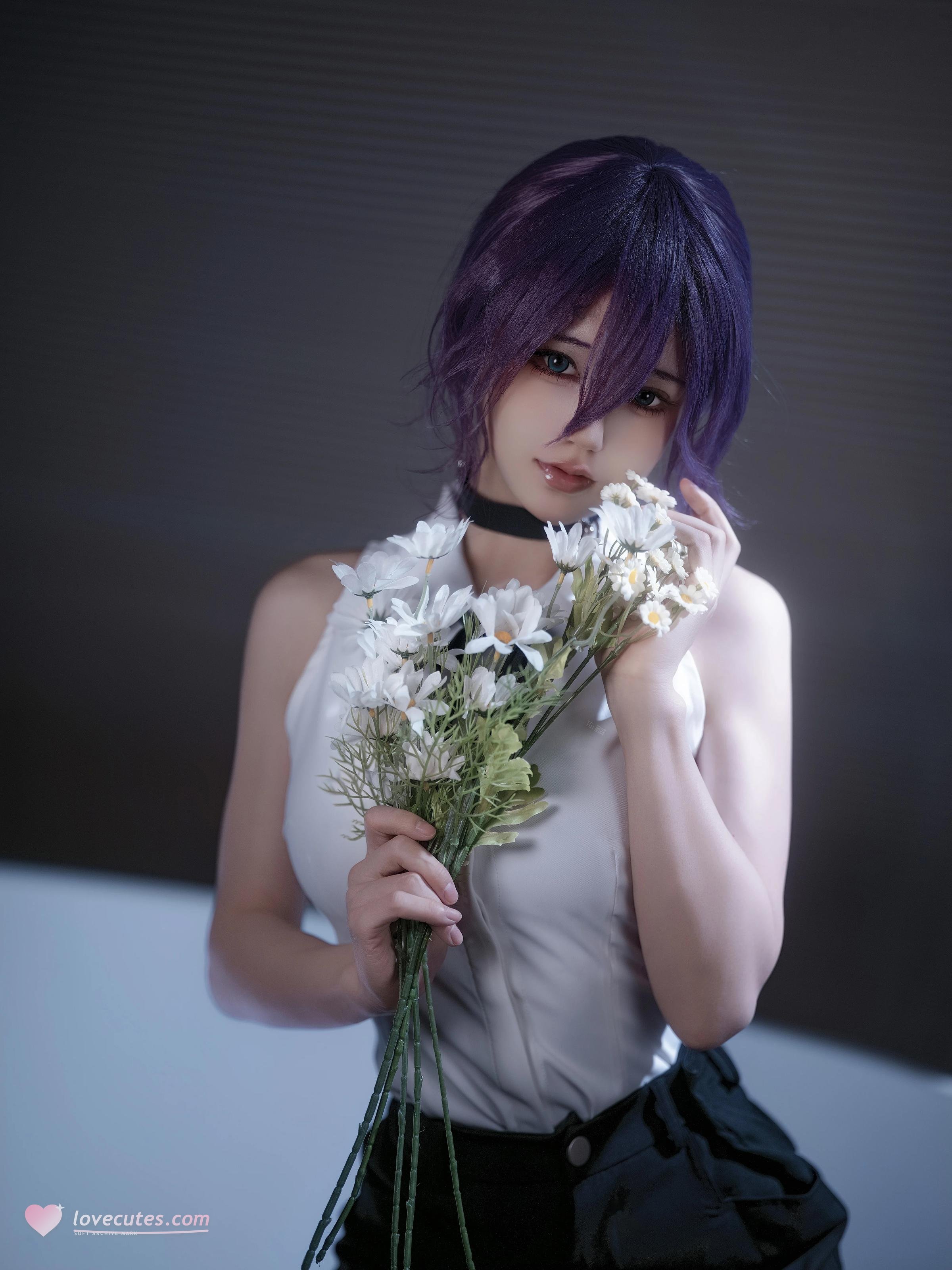 [cosplay] 小倉千代w - 鏈鋸人 蕾塞：紫髮白襯衫白絲襪 角色還原 32P
