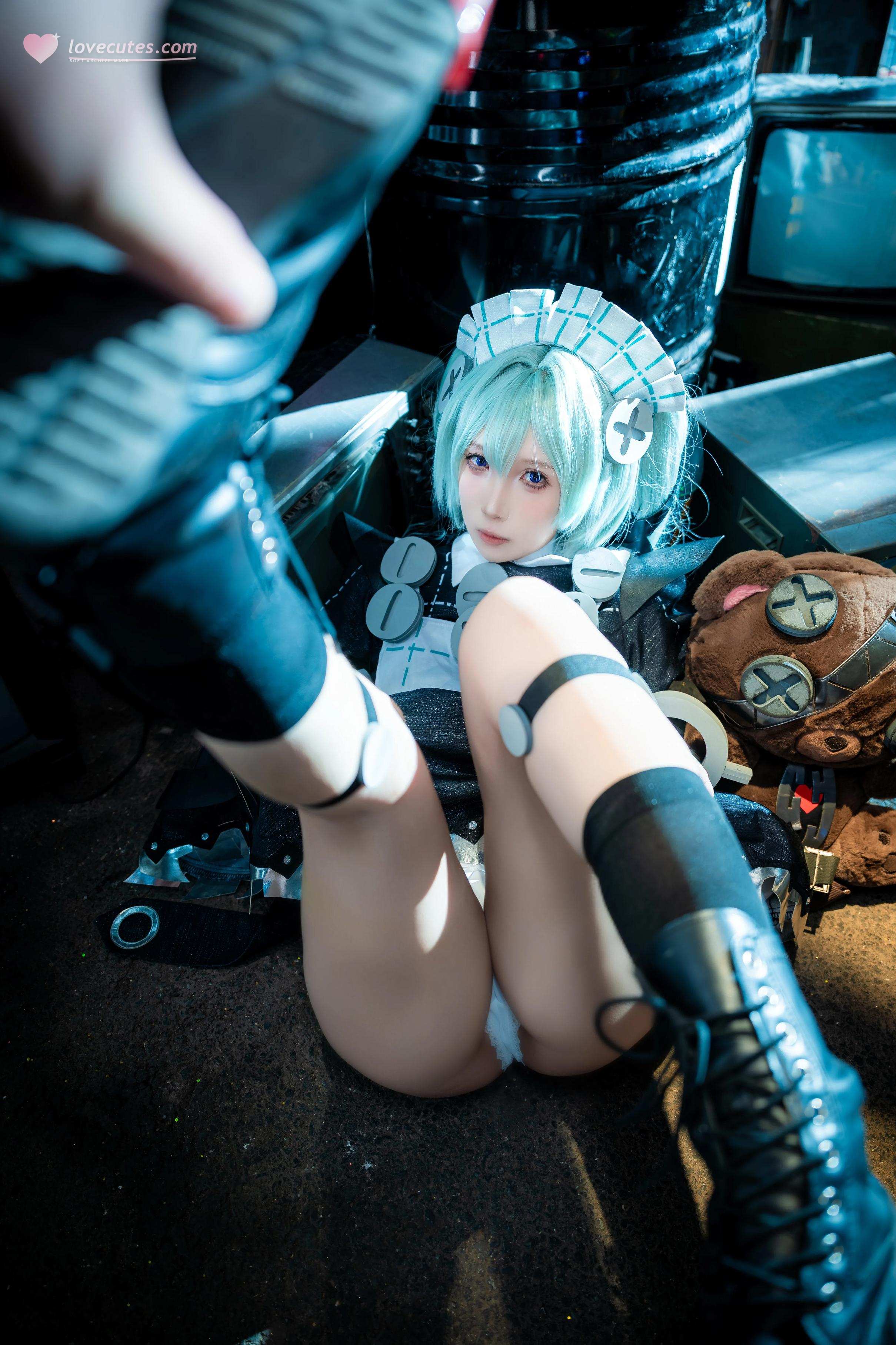 【コスプレ】小和甜酒 - 绝区零 可琳：緑髪メイドの機械シーン 69P